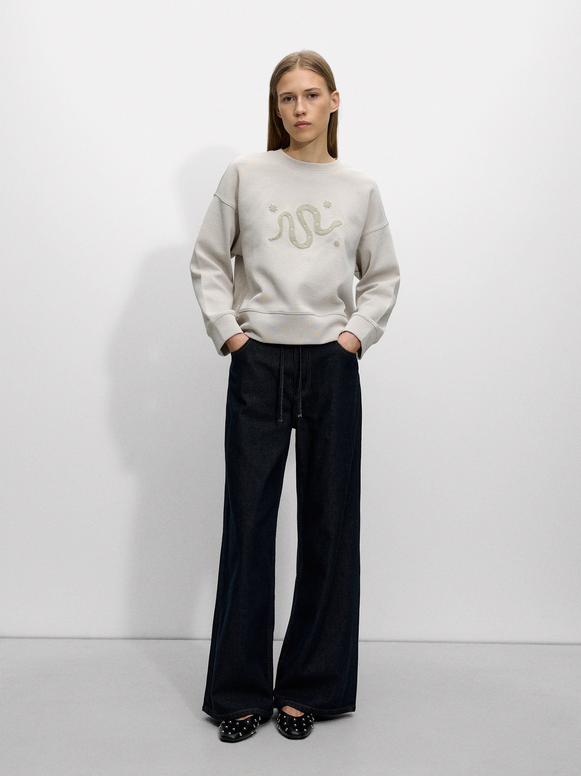 Sudadera De Algodón Con Aplique