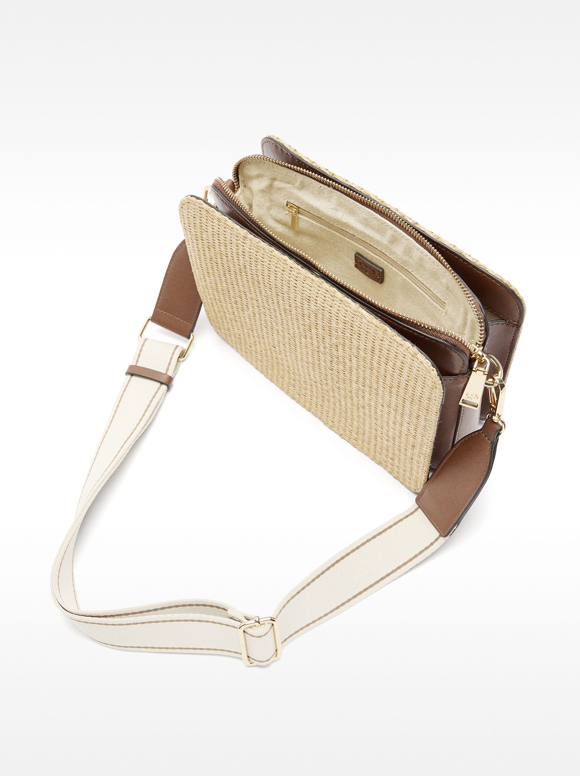 Bolso Bandolera Rectangular  Efecto Rafia