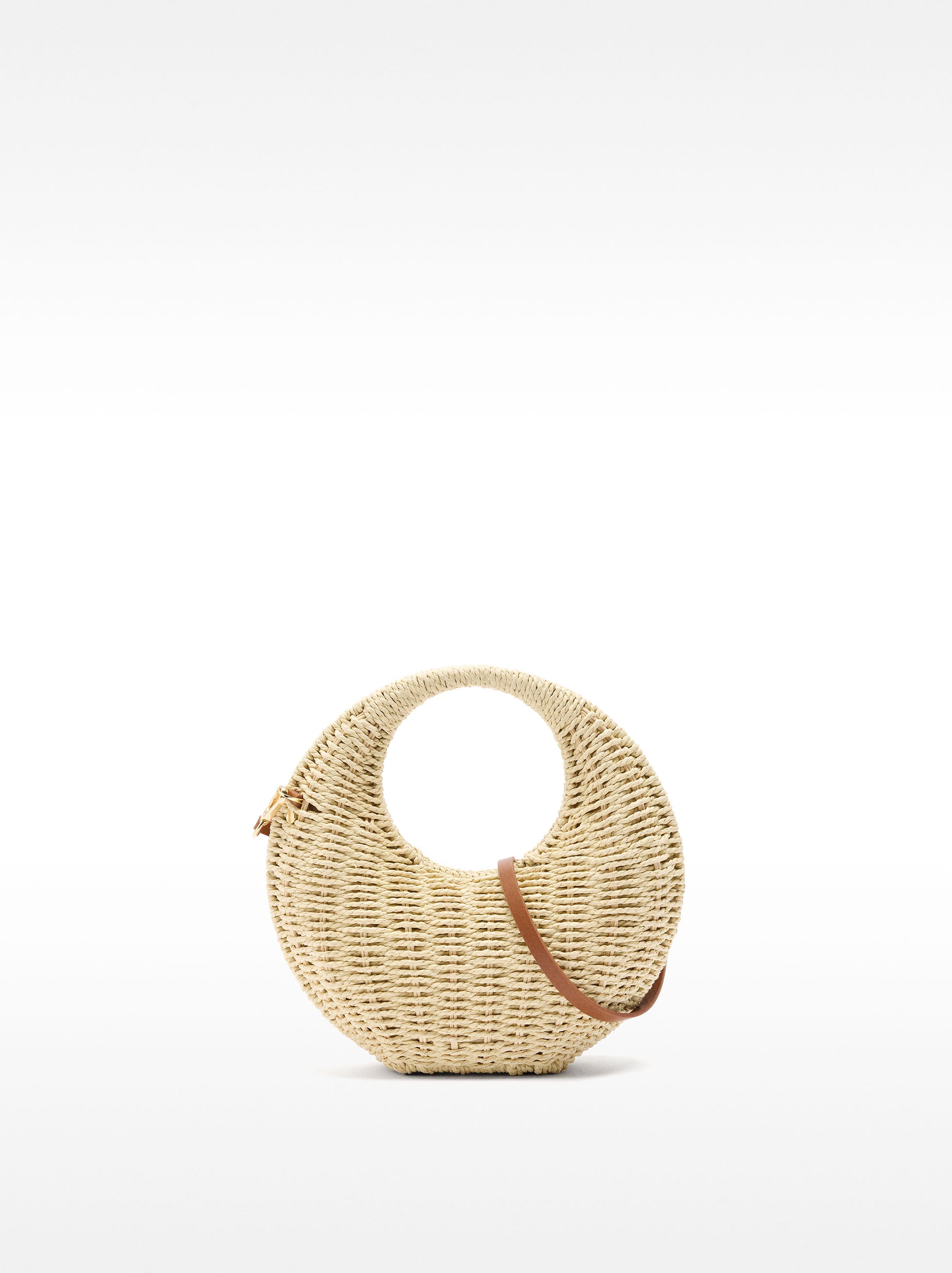 Bolso Bandolera Redondo Efecto Rafia