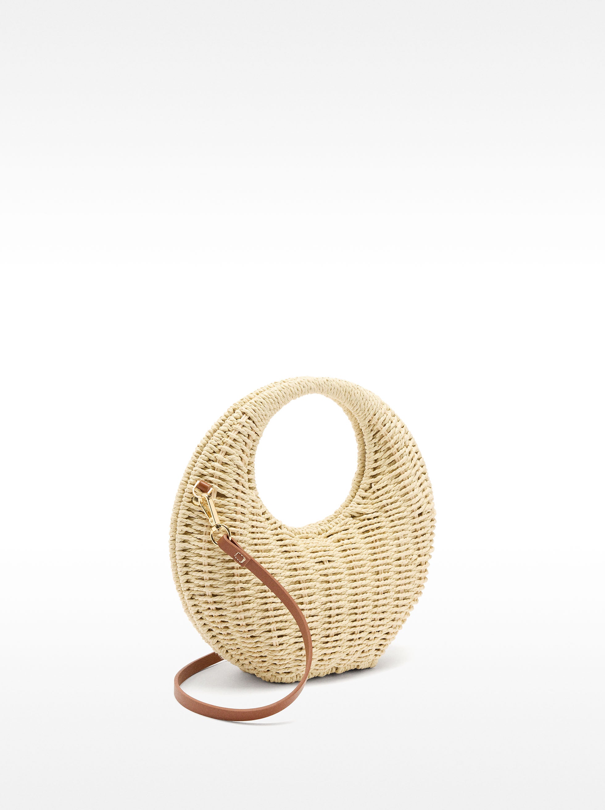 Bolso Bandolera Redondo Efecto Rafia