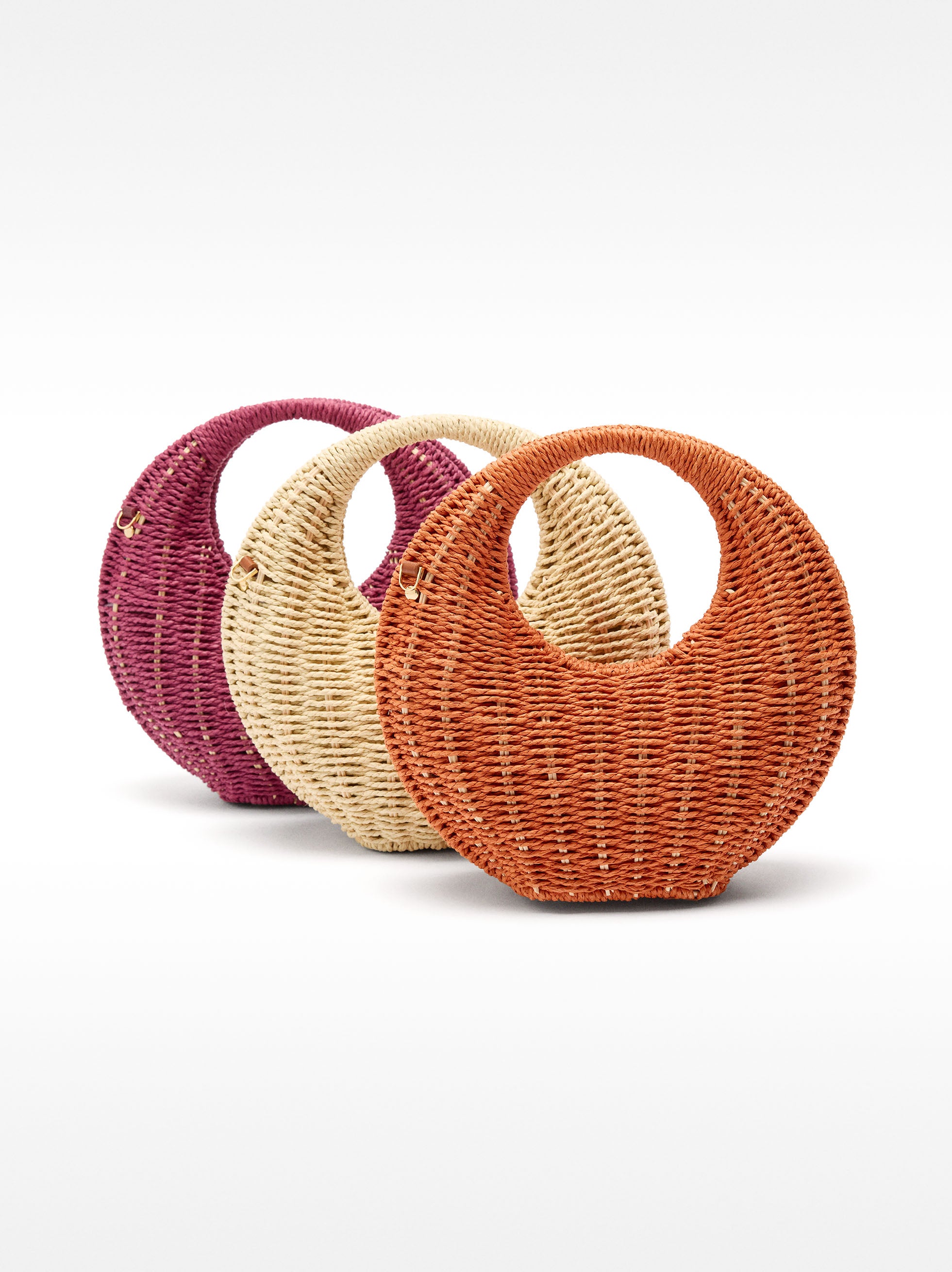 Bolso Bandolera Redondo Efecto Rafia