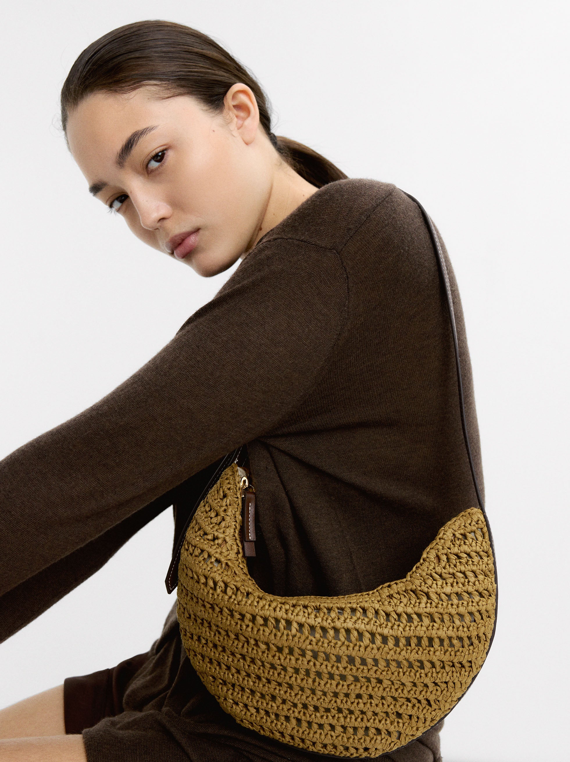 Bolso De Hombro Hobo Efecto Rafia