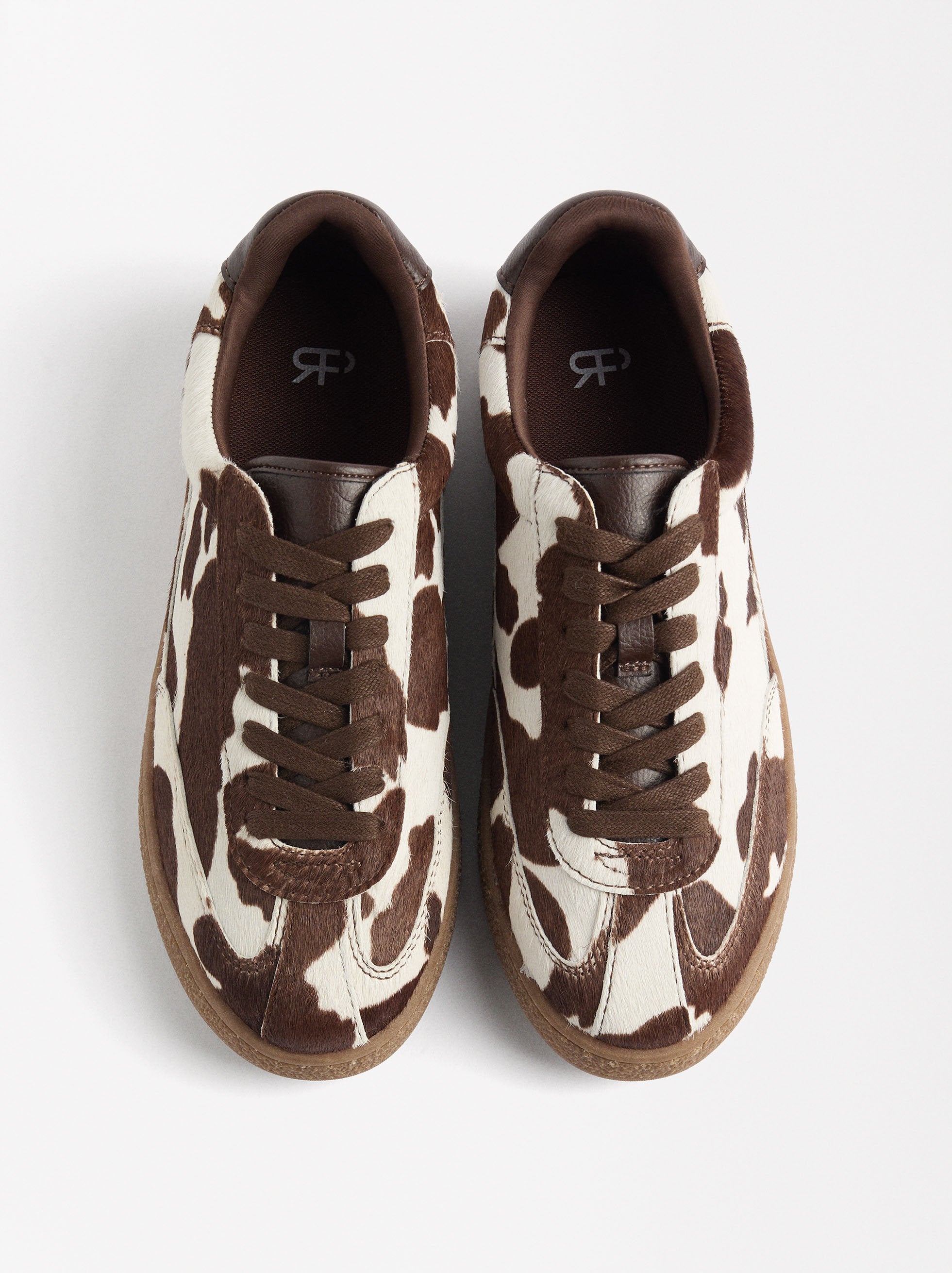 Zapatillas De Piel Con Estampado Animal