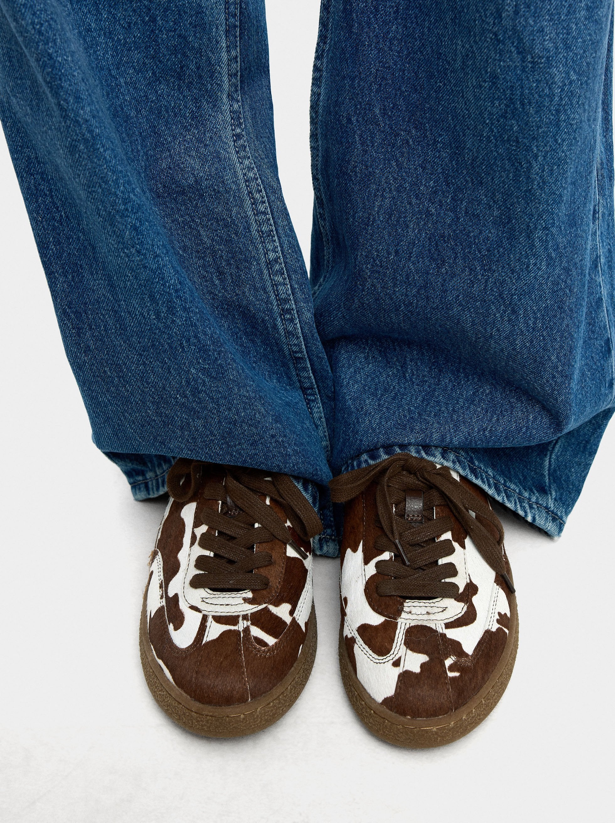 Zapatillas De Piel Con Estampado Animal