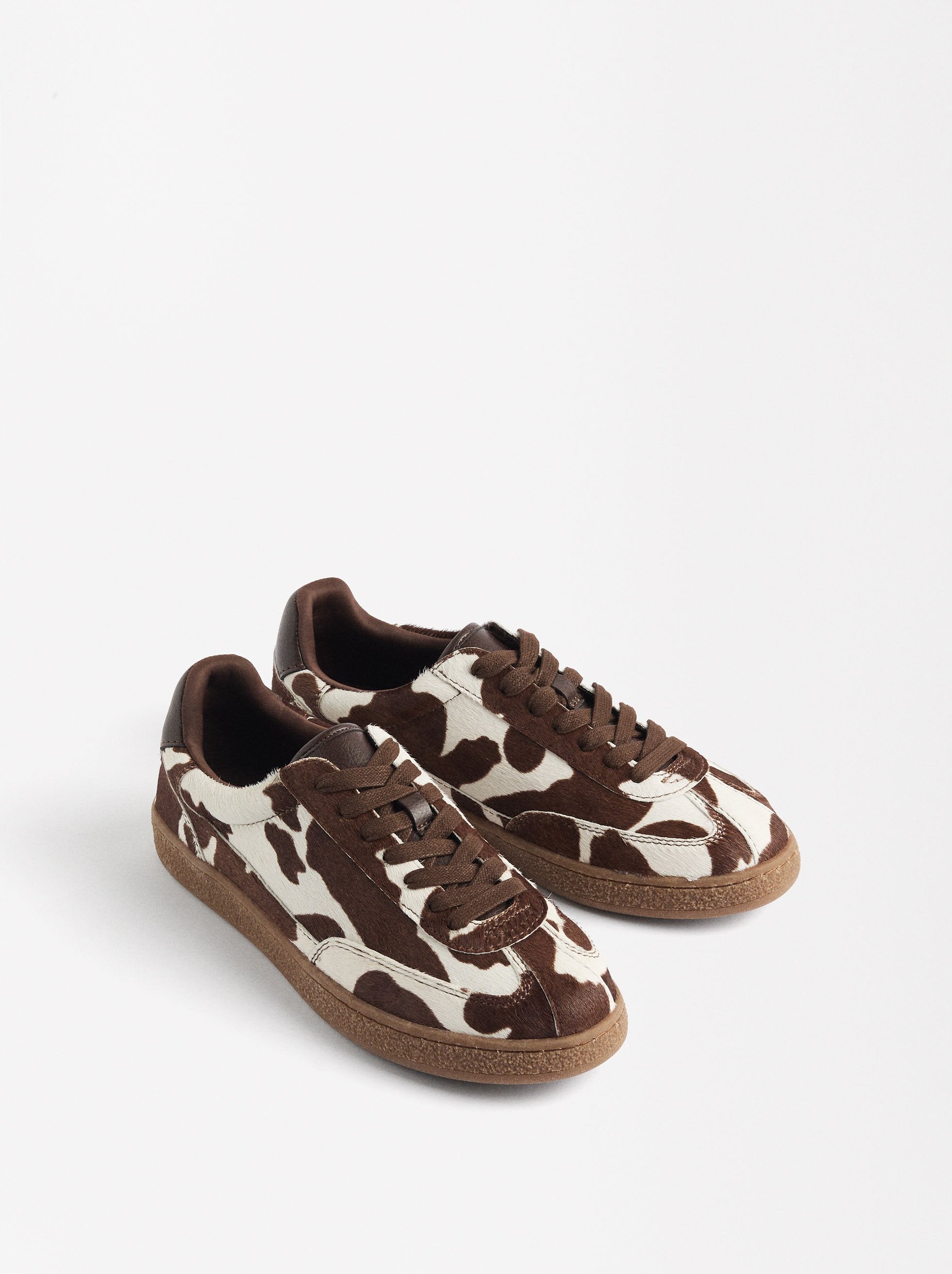 Zapatillas De Piel Con Estampado Animal