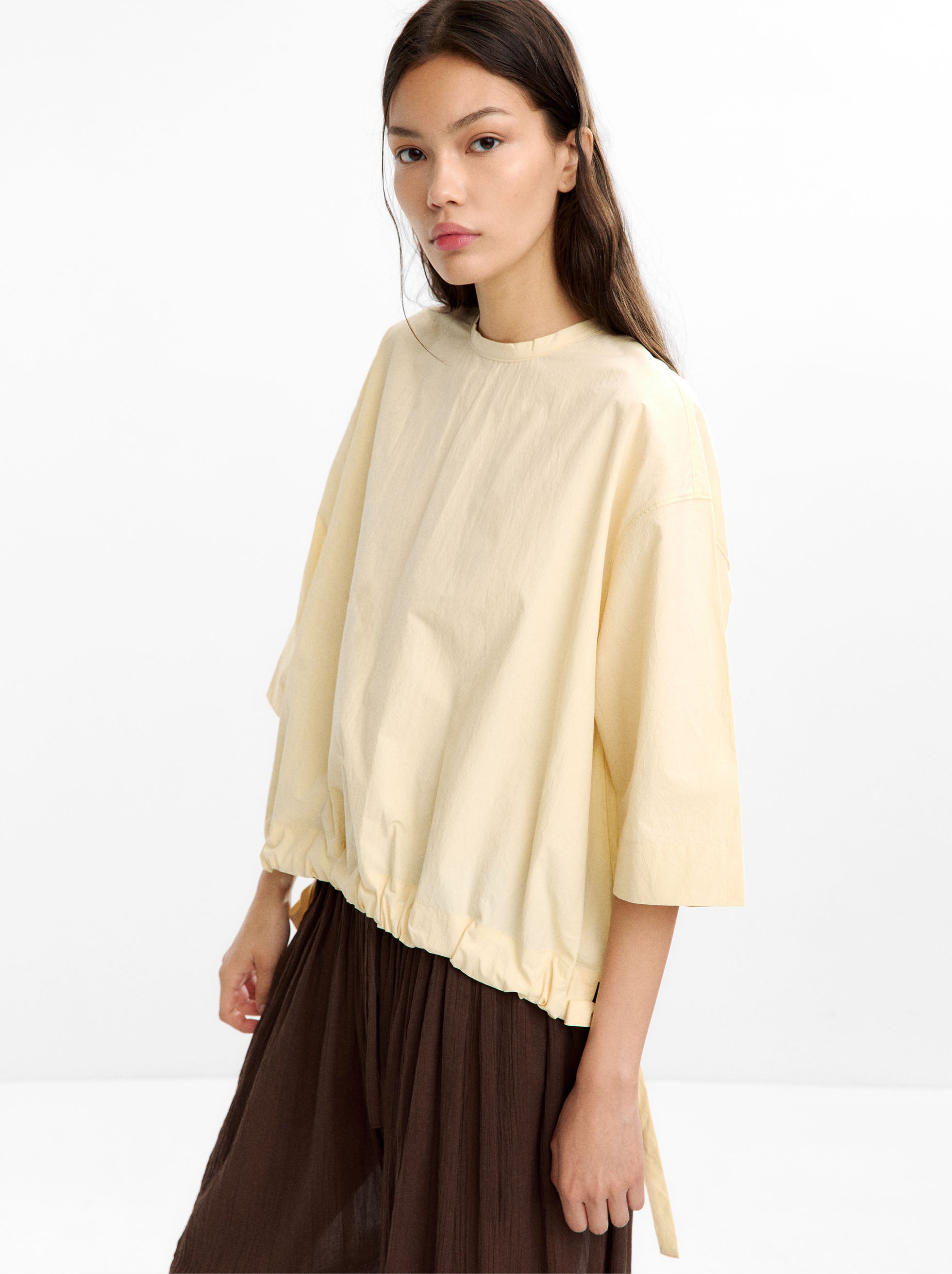 Blusa Con Fruncido 100% Algodón