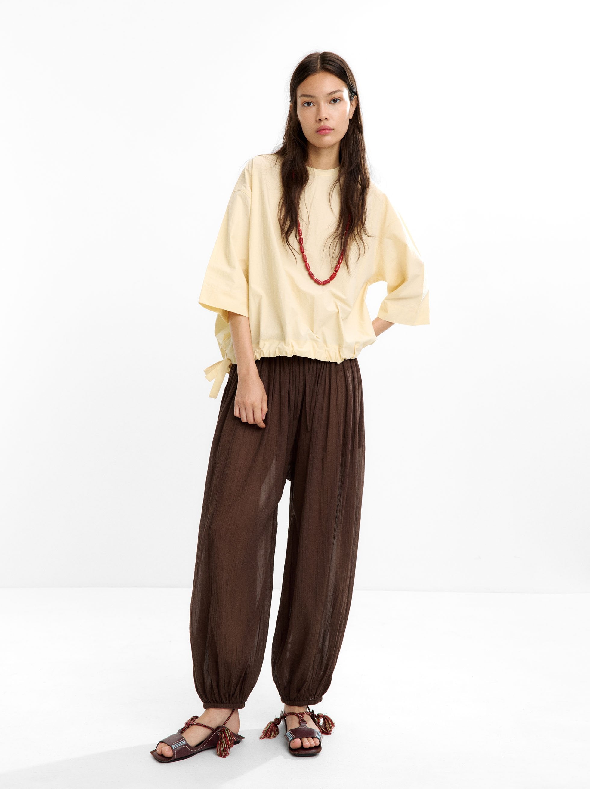 Blusa Con Fruncido 100% Algodón