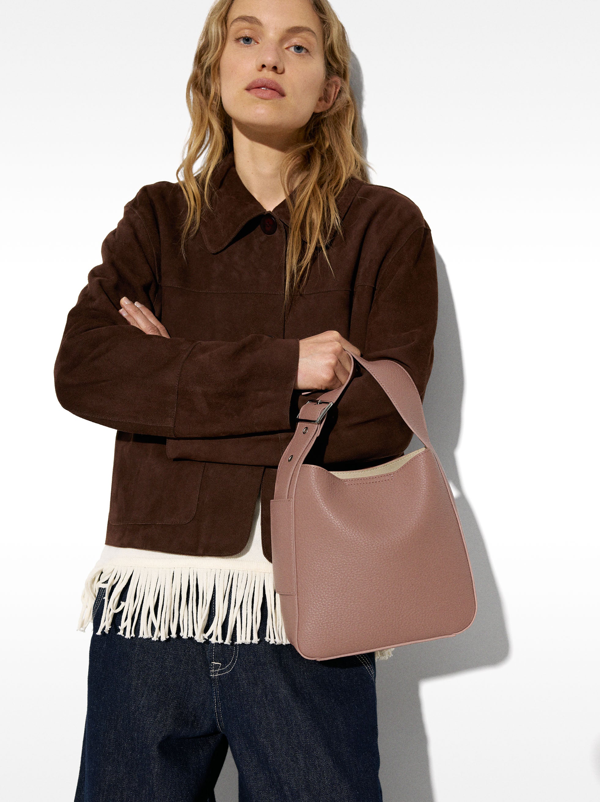 Cartera De Hombro Con Textura