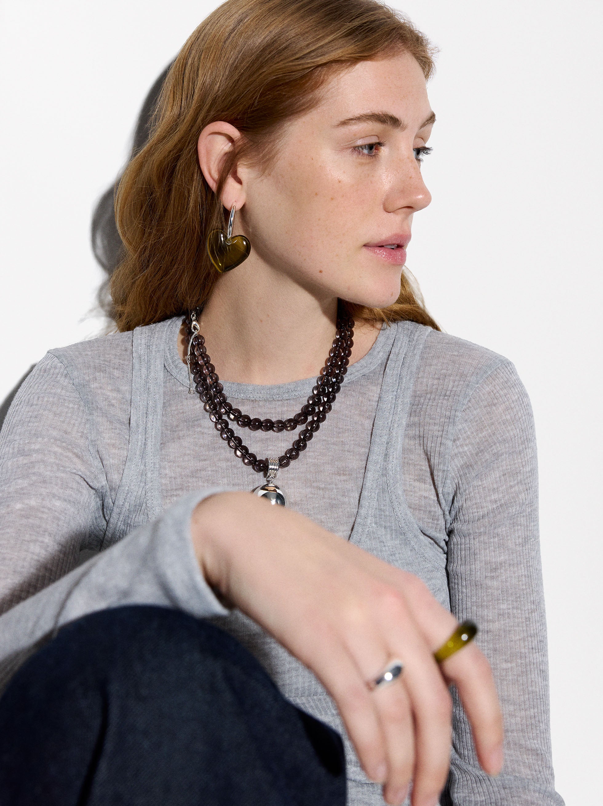 Collar De Cuentas Con Pendiente Esfera