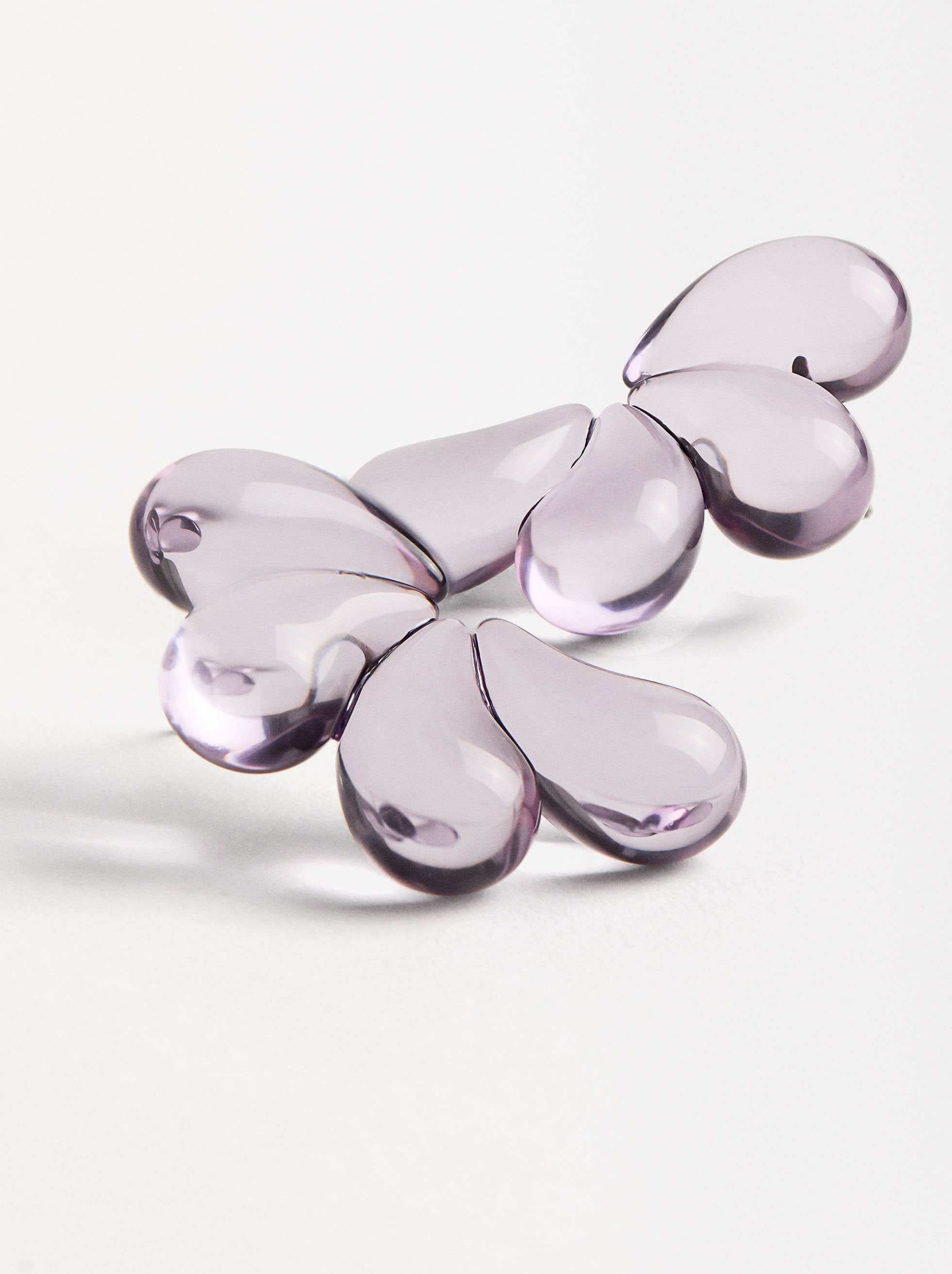 Aretes Media Flor Transparente