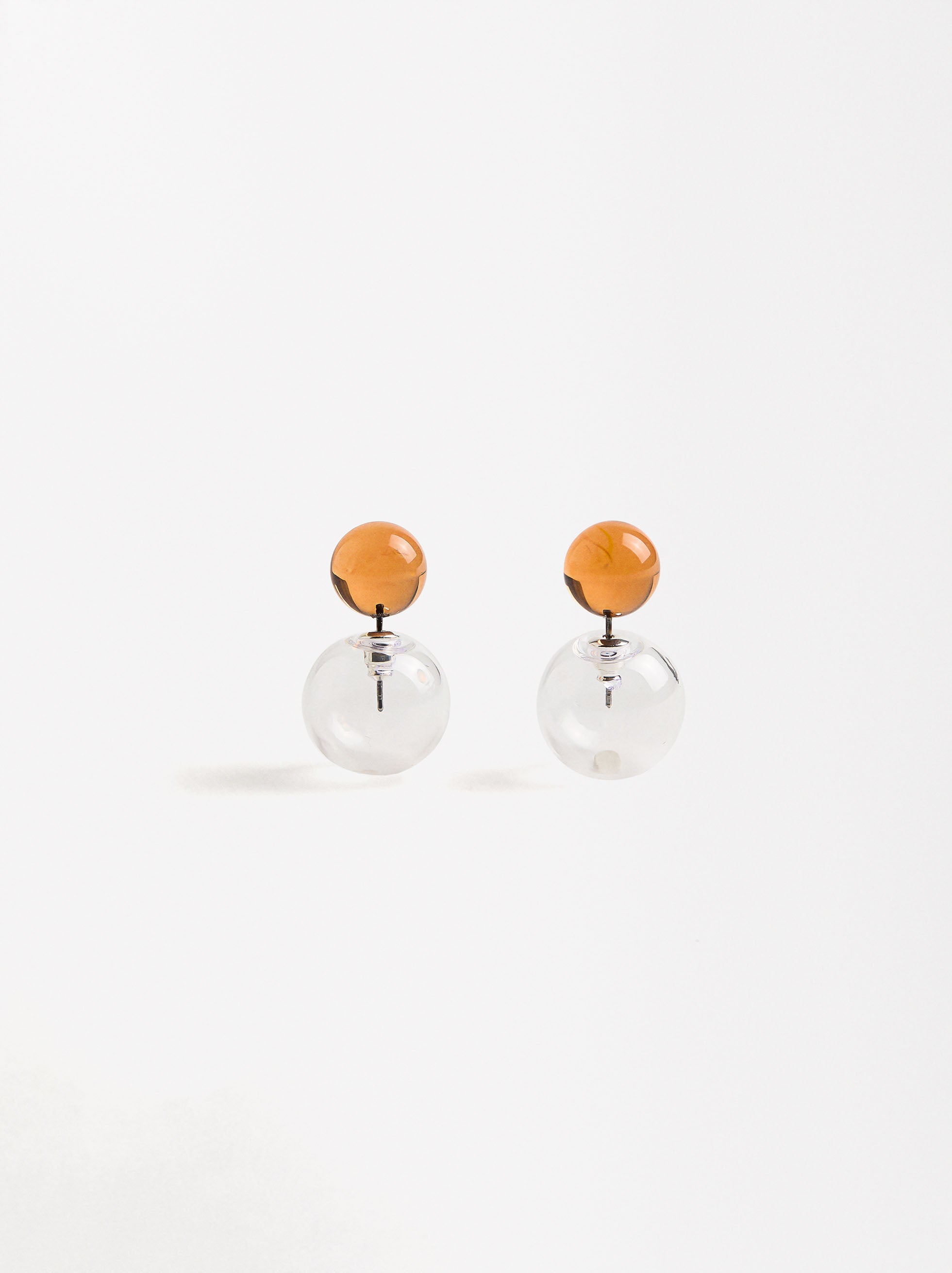 Aretes Esferas De Resina Y Cristal