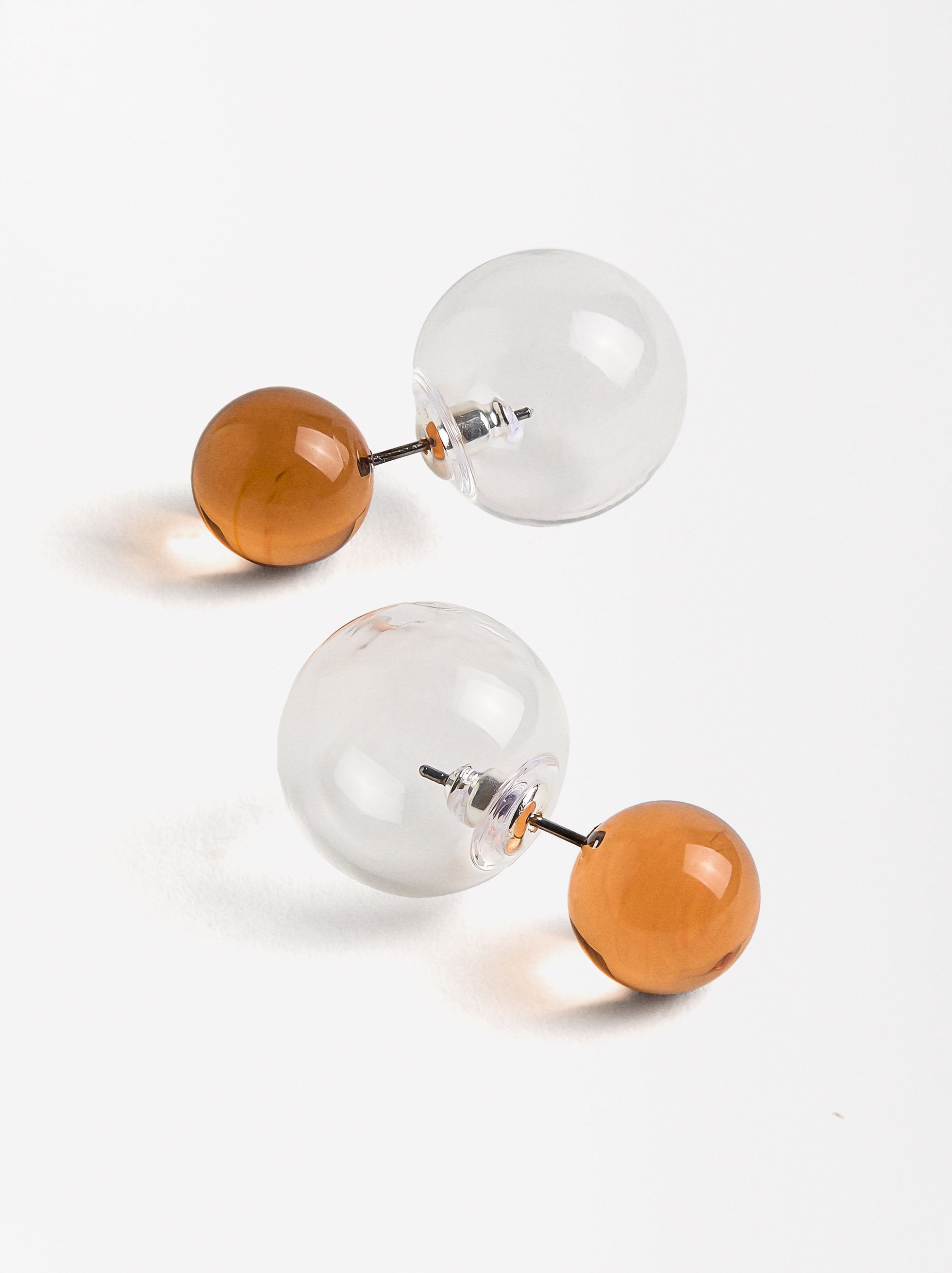Aretes Esferas De Resina Y Cristal