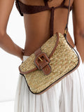 Bolso Bandolera De Rafia Con Solapa