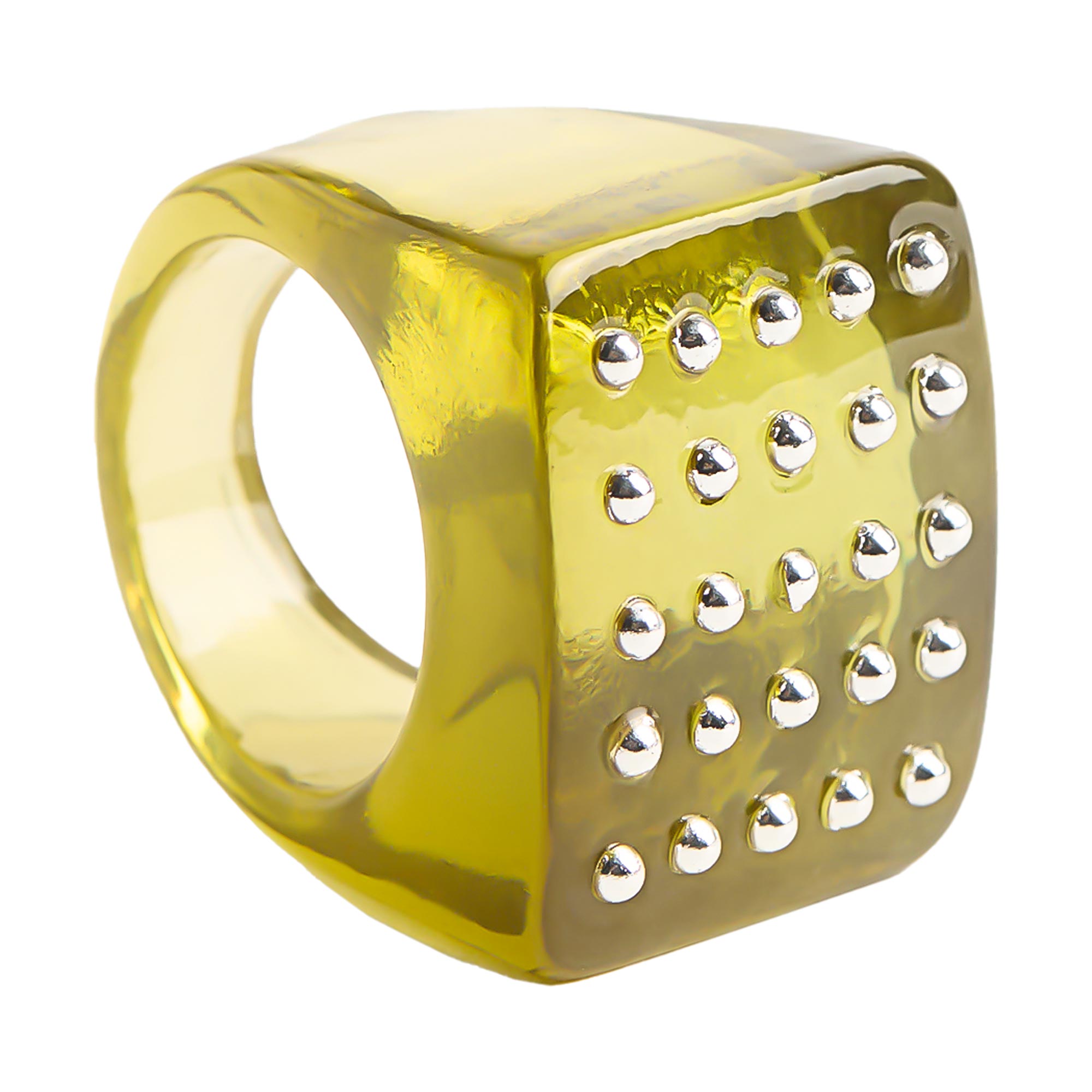 Anillo Cuadrado Con Detalles De Puntos