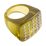 Anillo Cuadrado Con Detalles De Puntos