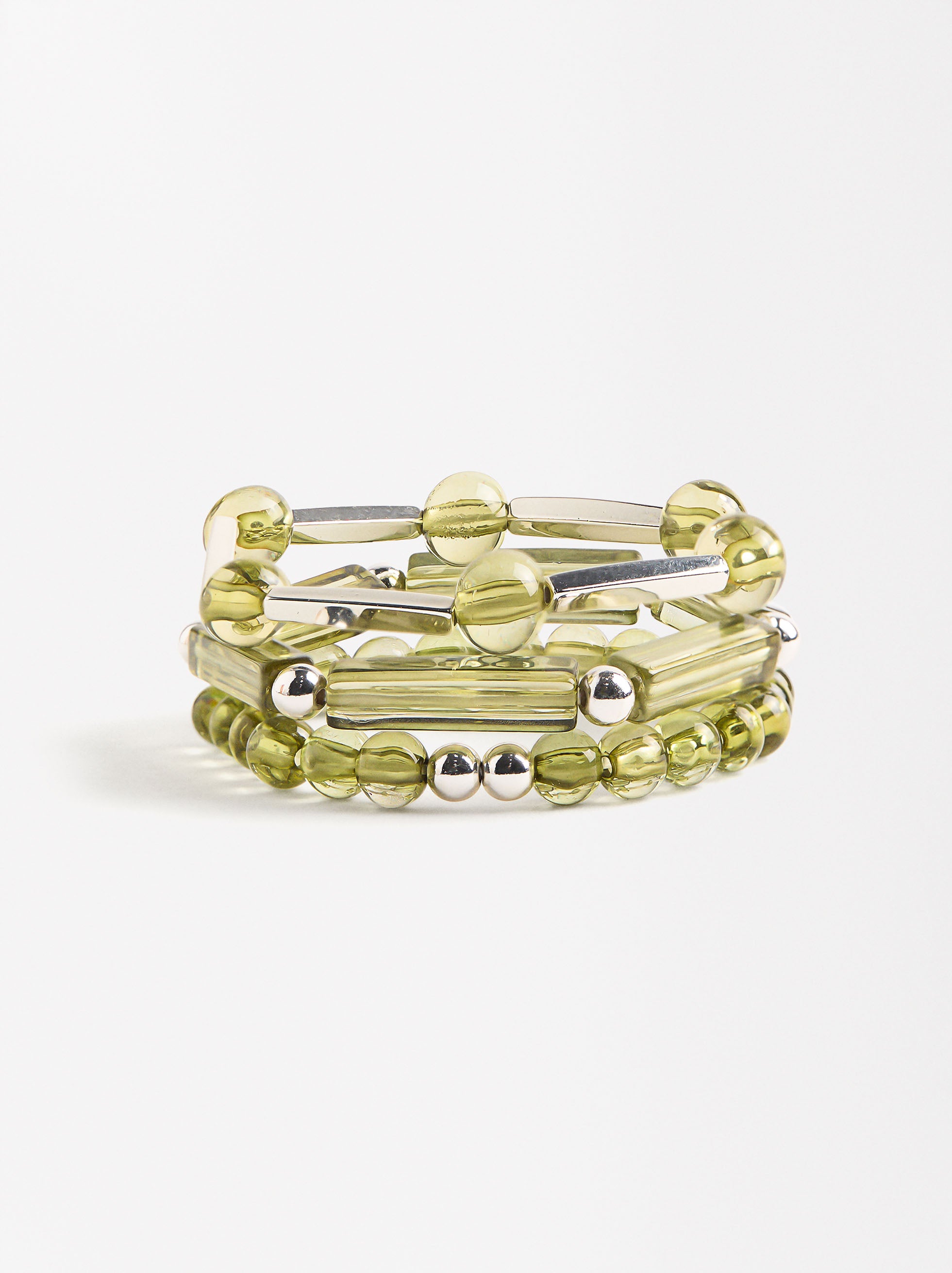 Set De Pulseras Elásticas Con Resina