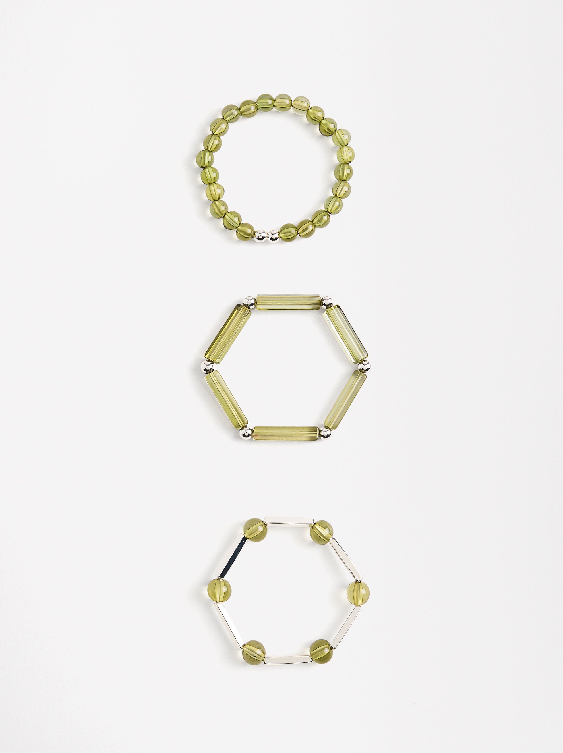 Set De Pulseras Elásticas Con Resina