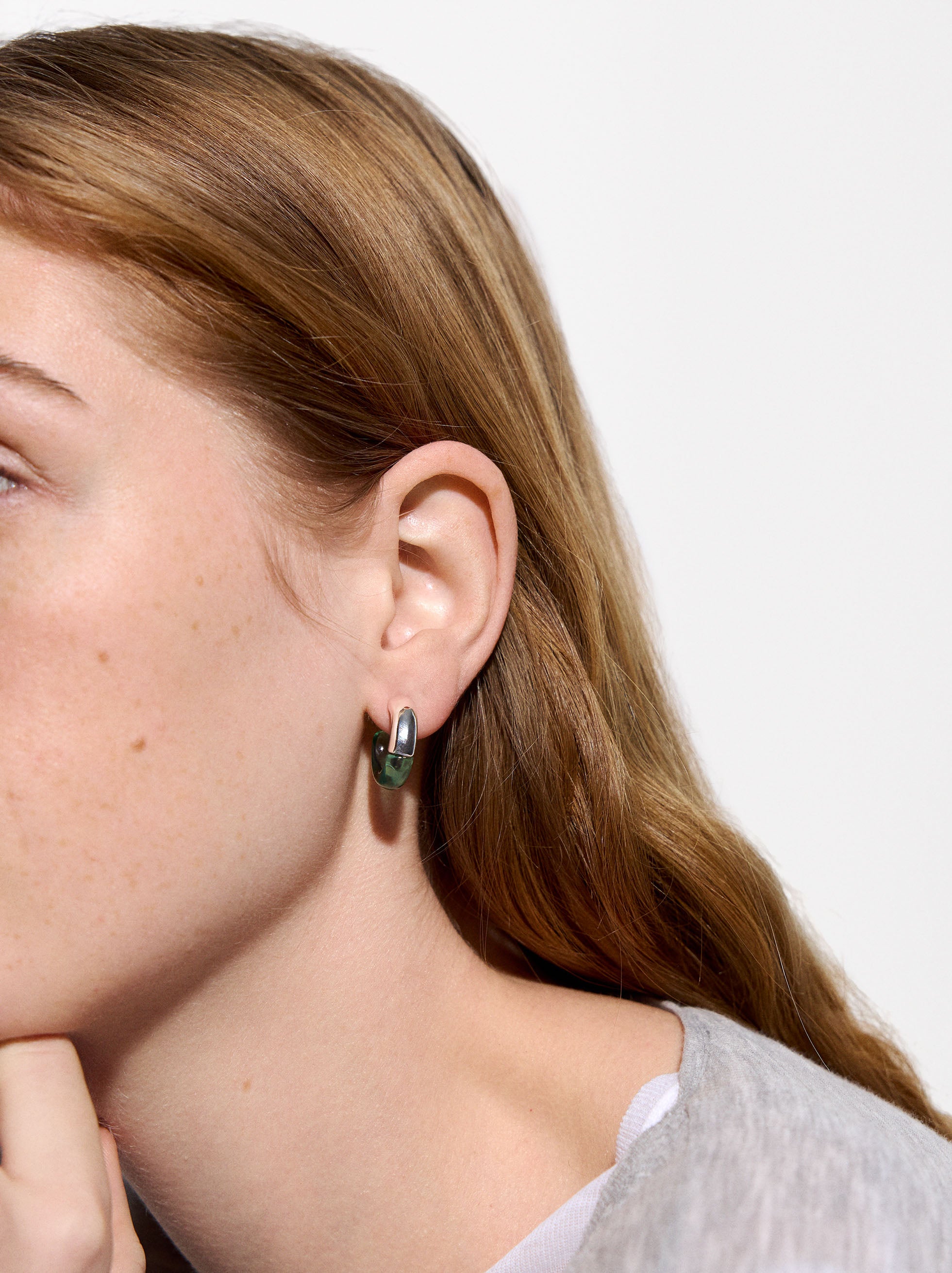 Aretes Abiertos Con Efecto Piedra