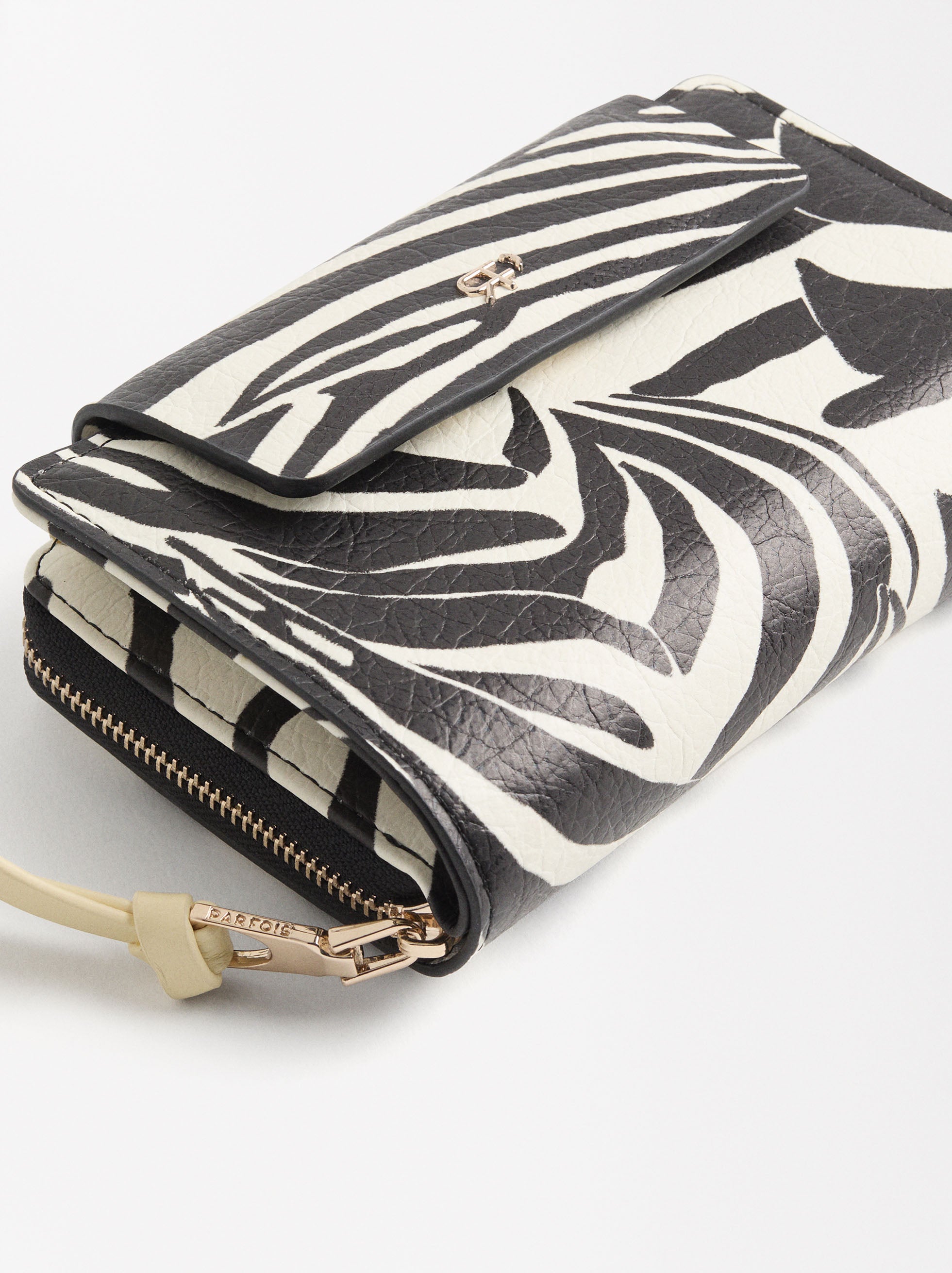 Billetera Con Cierre De Solapa Estampado Animal