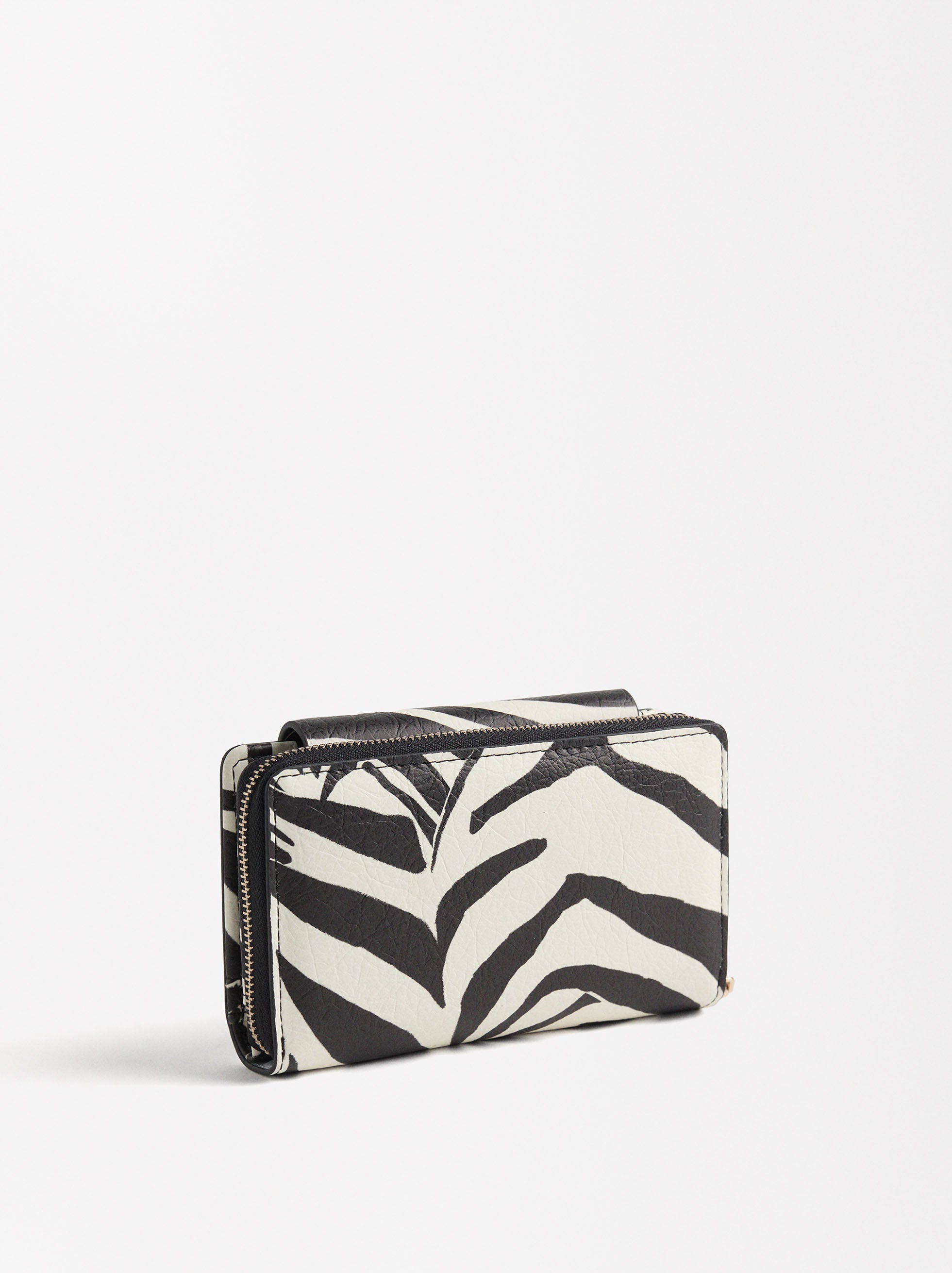 Billetera Con Cierre De Solapa Estampado Animal