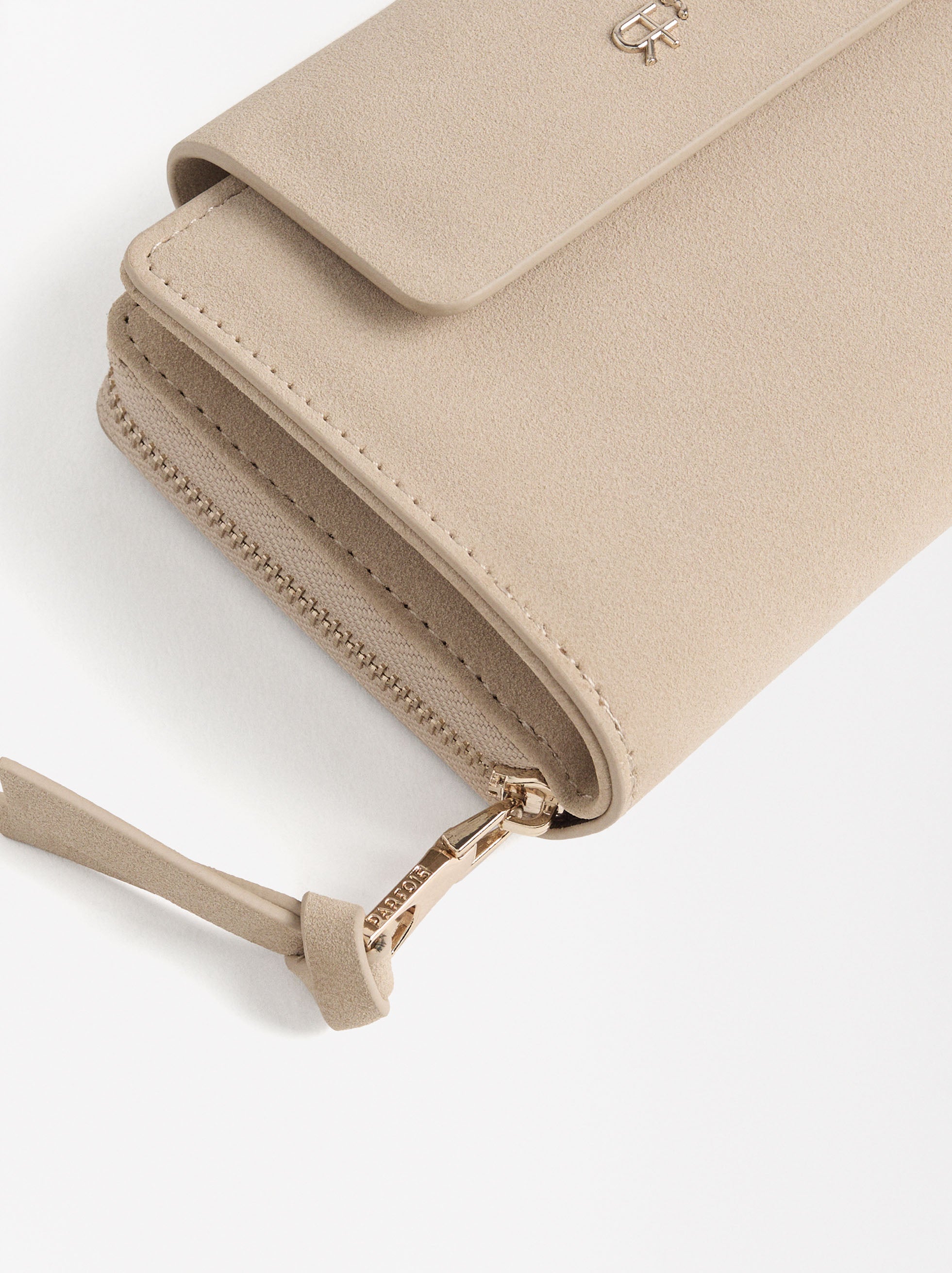 Billetera Con Cierre De Solapa Efecto Cuero