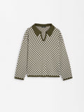 Suéter De Punto Jacquard Cuello Polo
