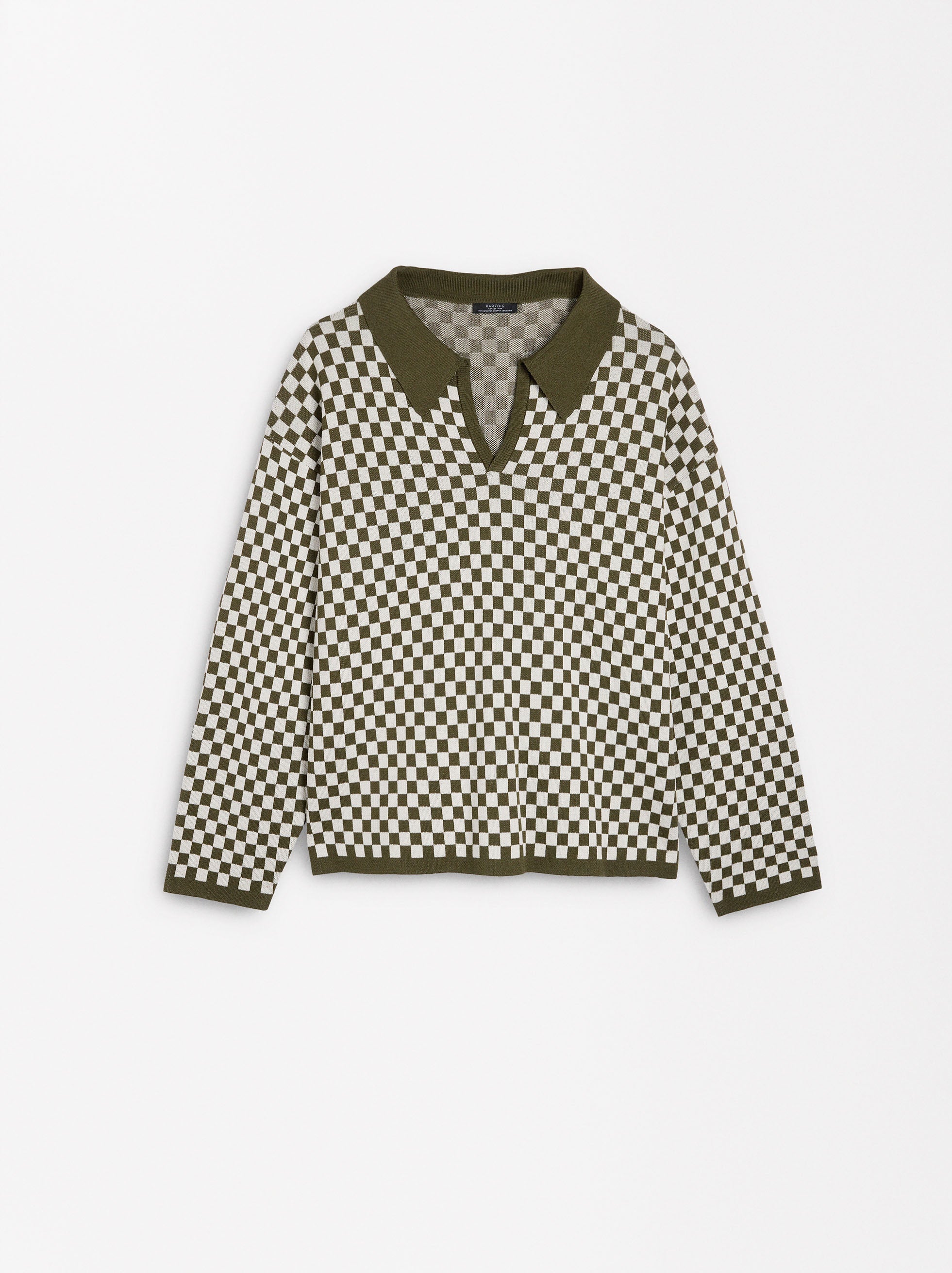 Suéter De Punto Jacquard Cuello Polo