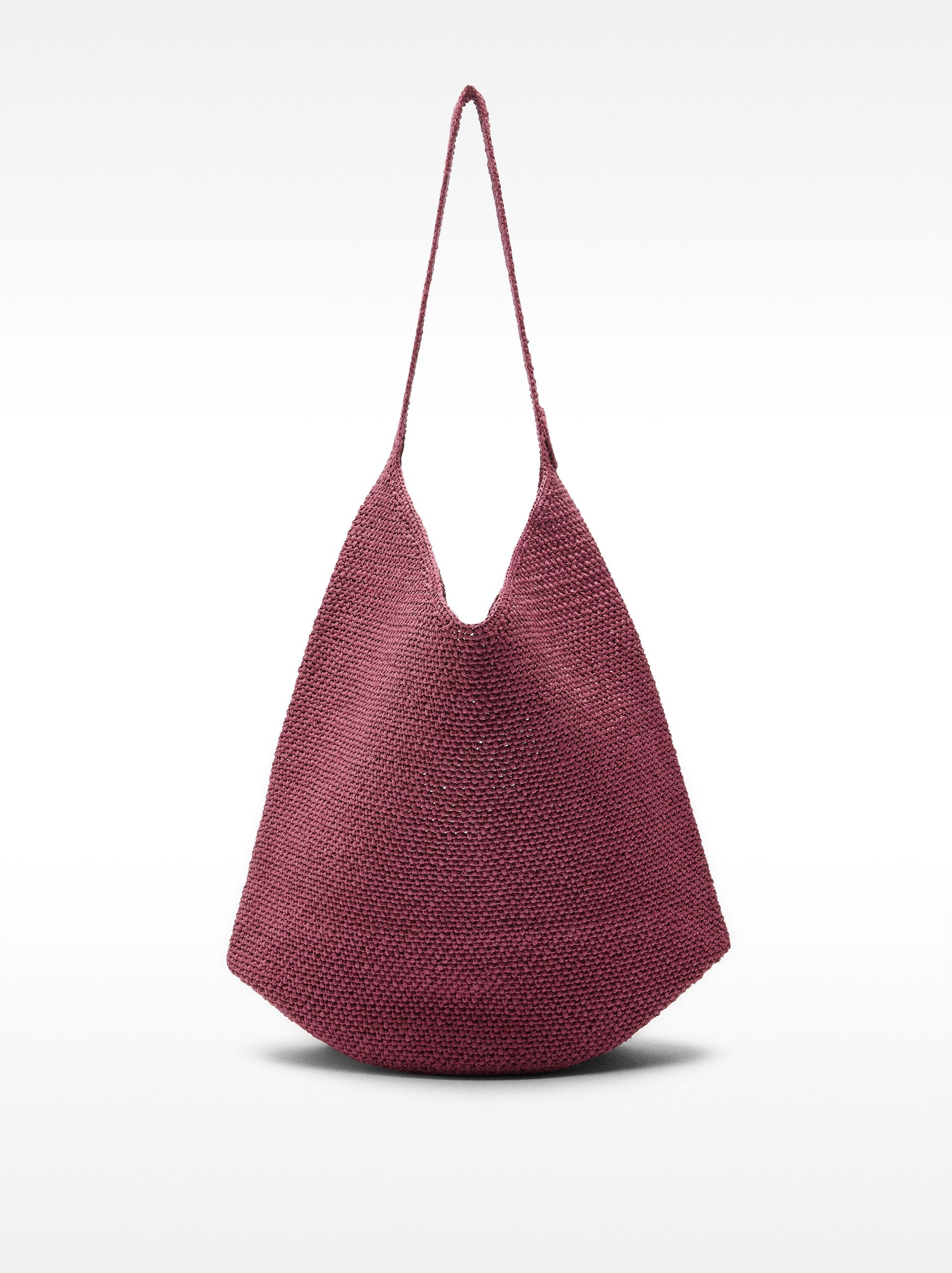 Bolso De Hombro Efecto Rafia Con Detalle Lateral