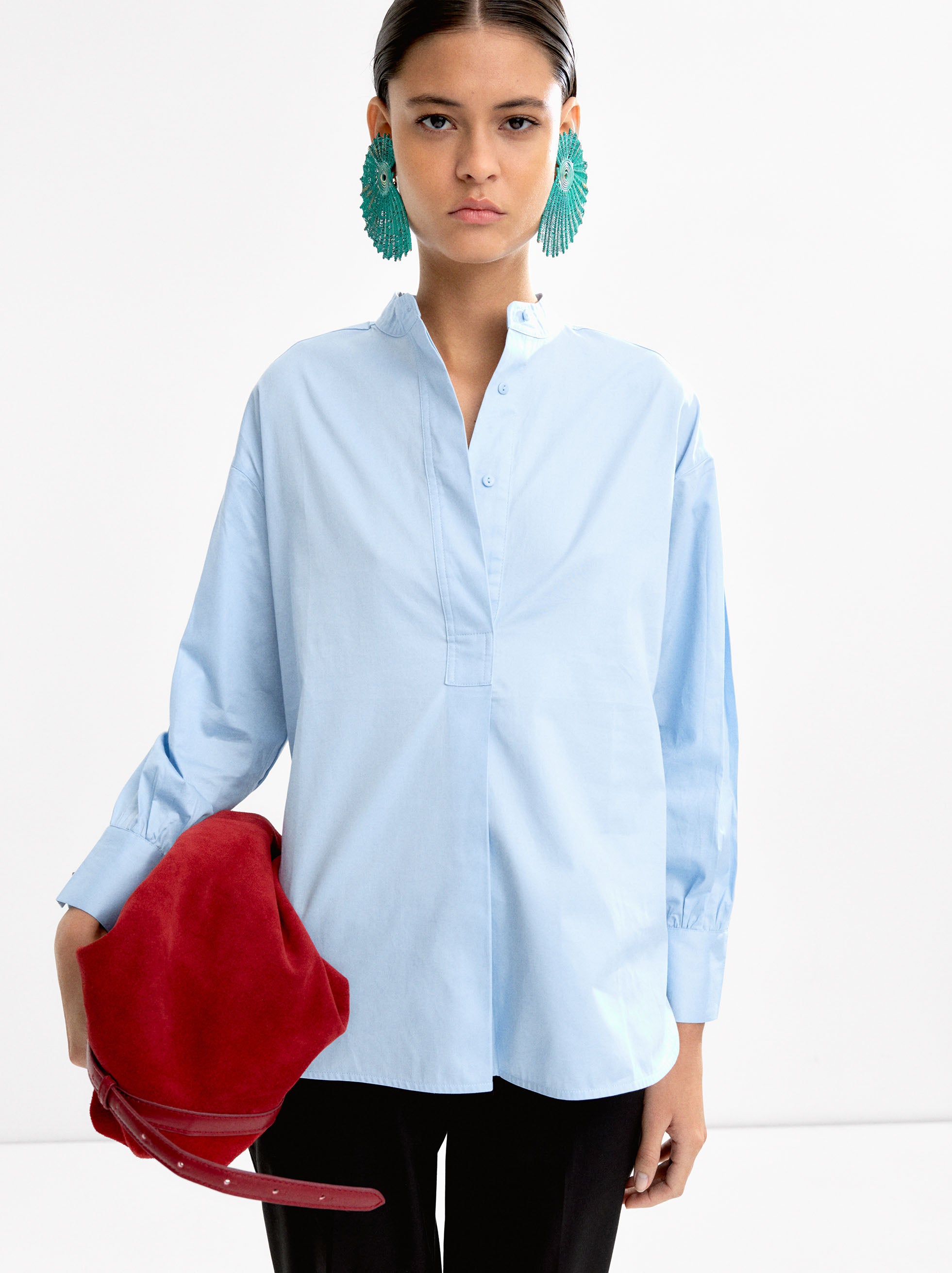 Camisa 100% Algodón Cuello Mao
