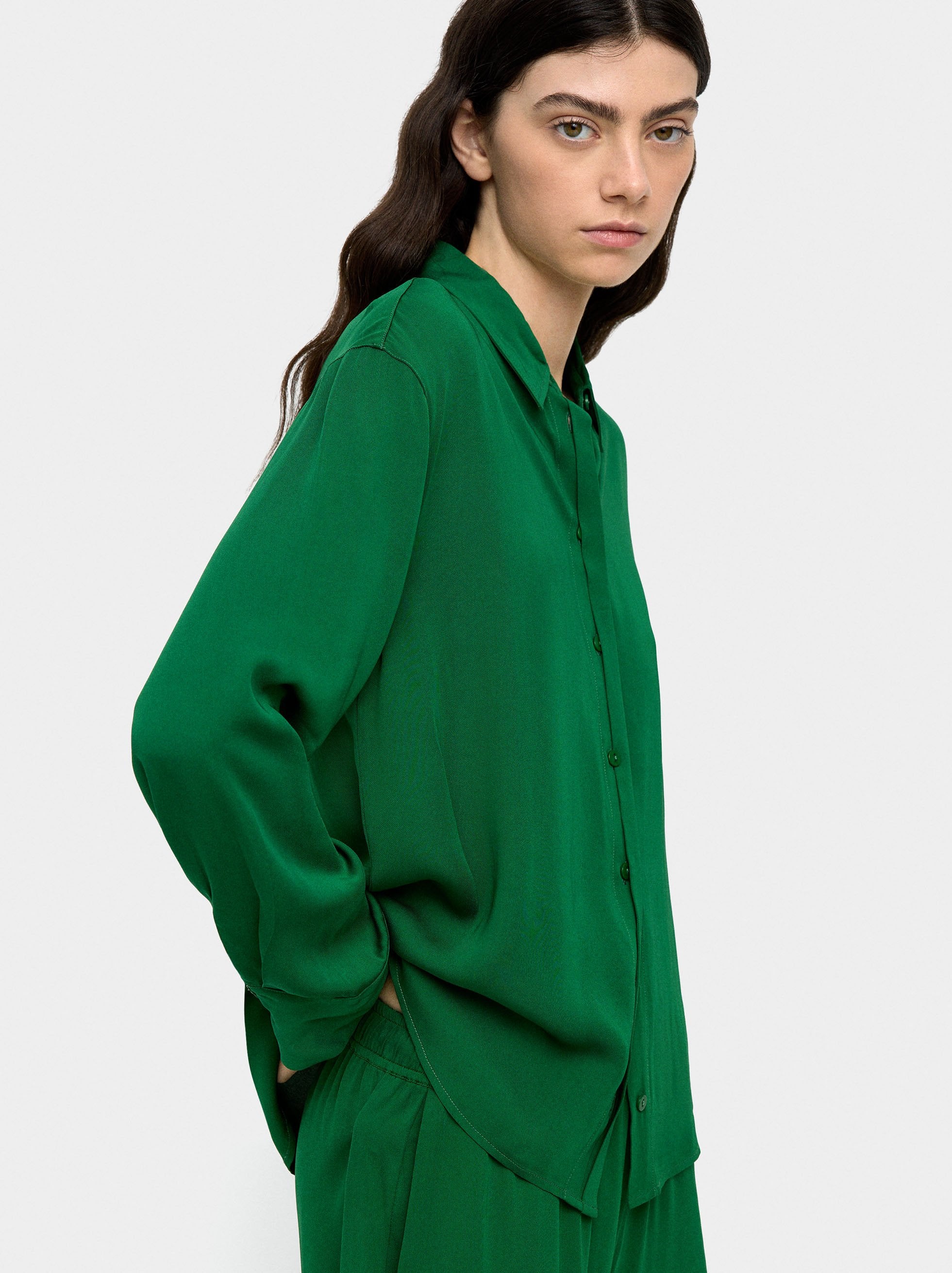 Camisa Fluida De Manga Larga