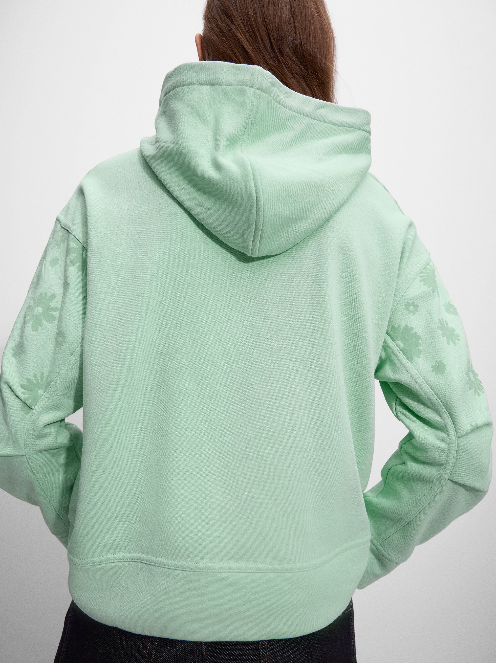 Sudadera Con Estampado Floral Y Capucha