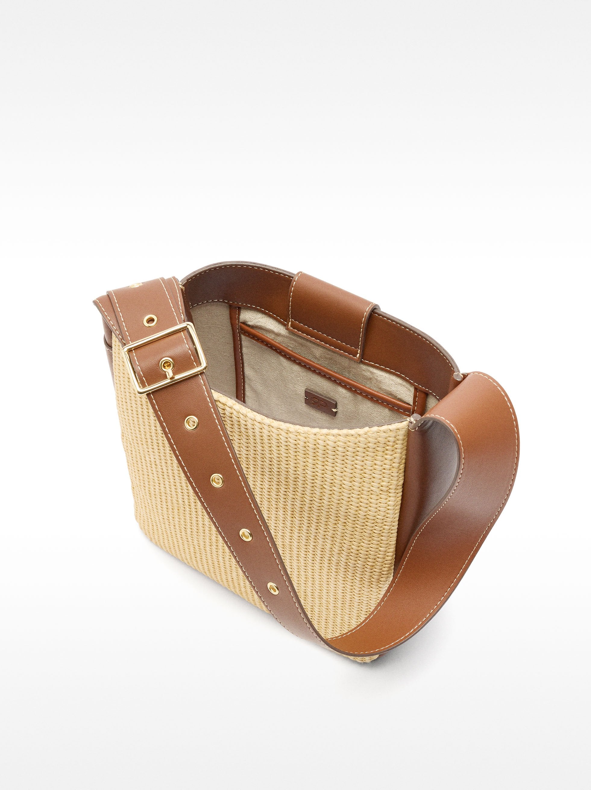 Bolso Hombro Efecto Rafia