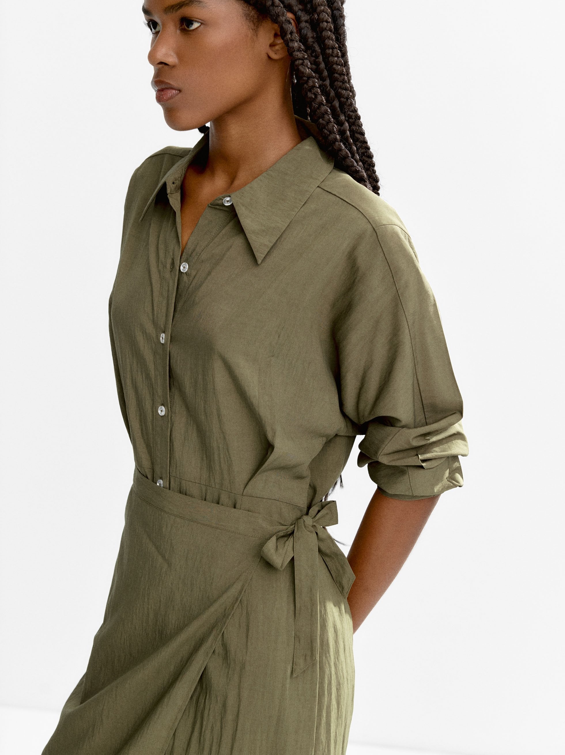Vestido Camisero De Manga Larga