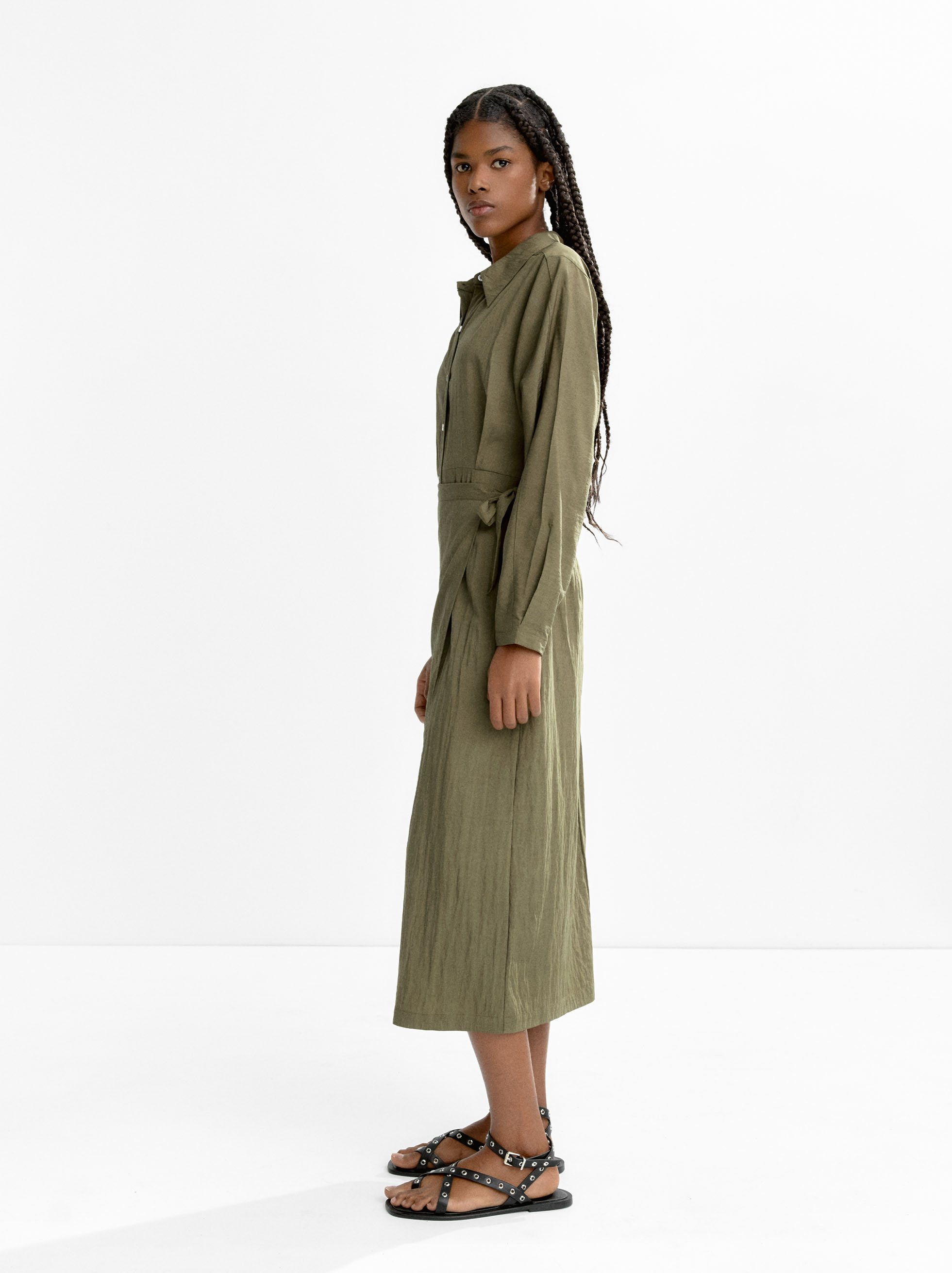 Vestido Camisero De Manga Larga