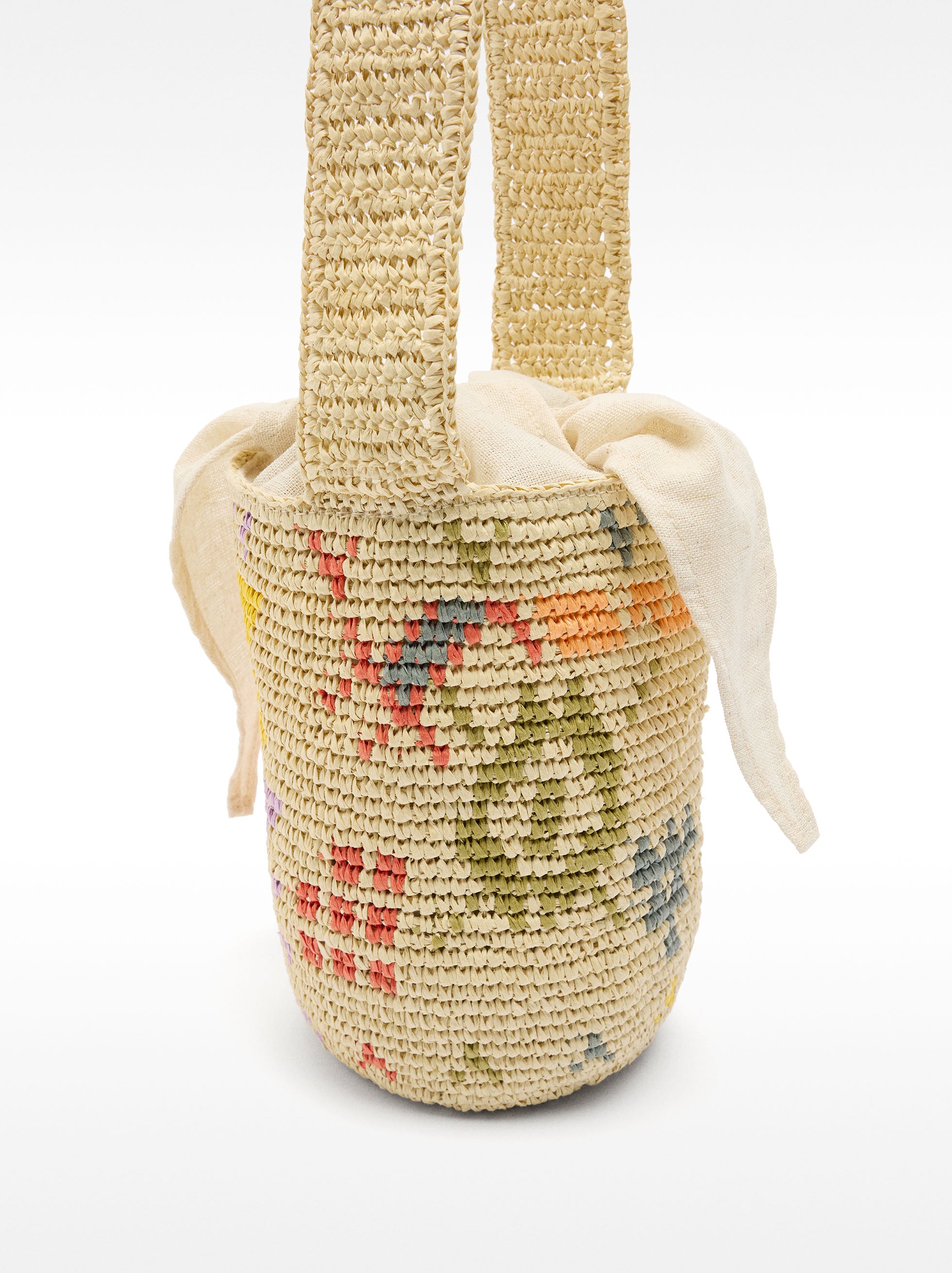 Bolso Bombonera Estampado Efecto Rafia