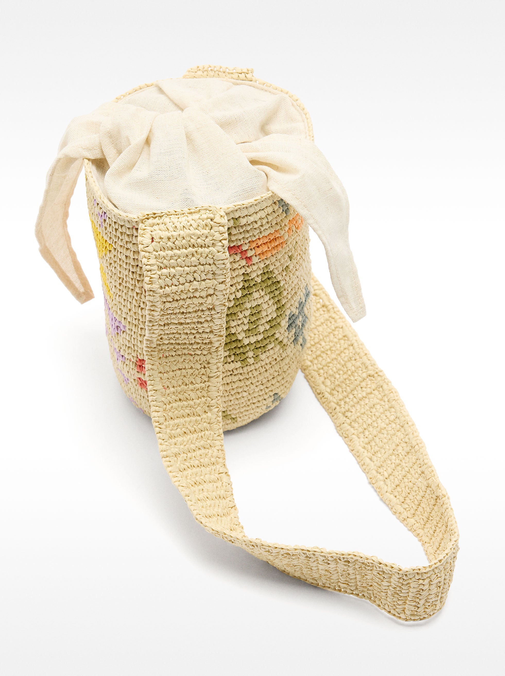 Bolso Bombonera Estampado Efecto Rafia