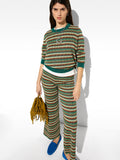 Pantalón De Punto Jacquard A Rayas