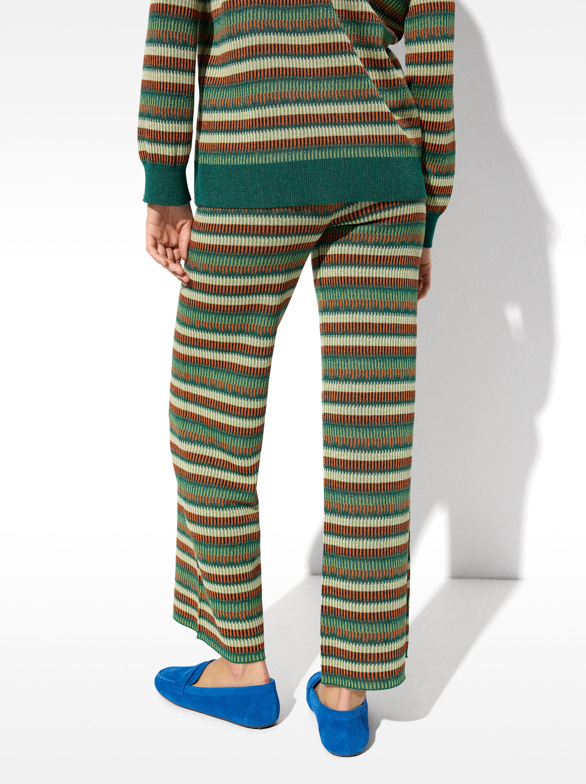 Pantalón De Punto Jacquard A Rayas