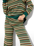 Pantalón De Punto Jacquard A Rayas