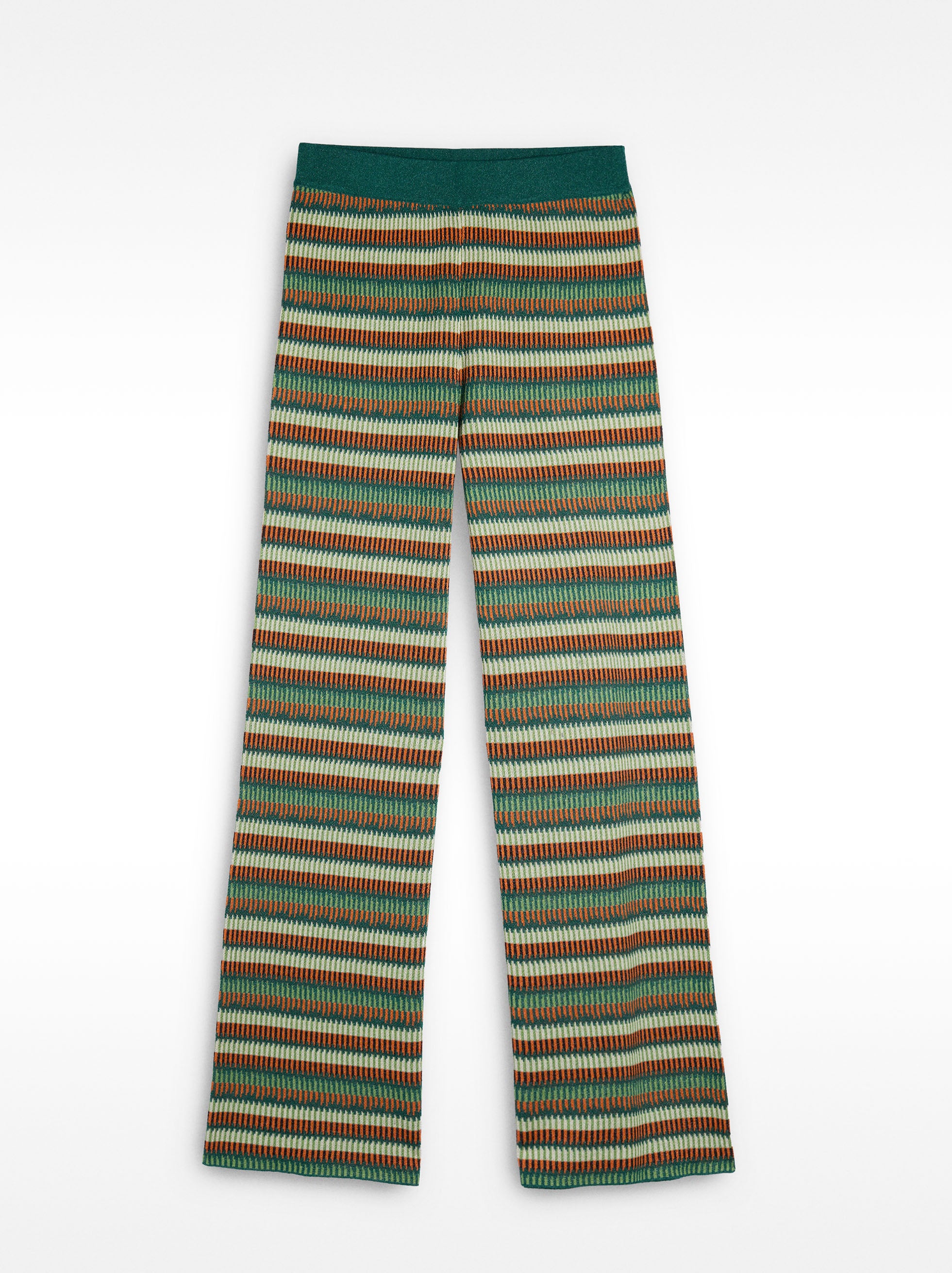 Pantalón De Punto Jacquard A Rayas