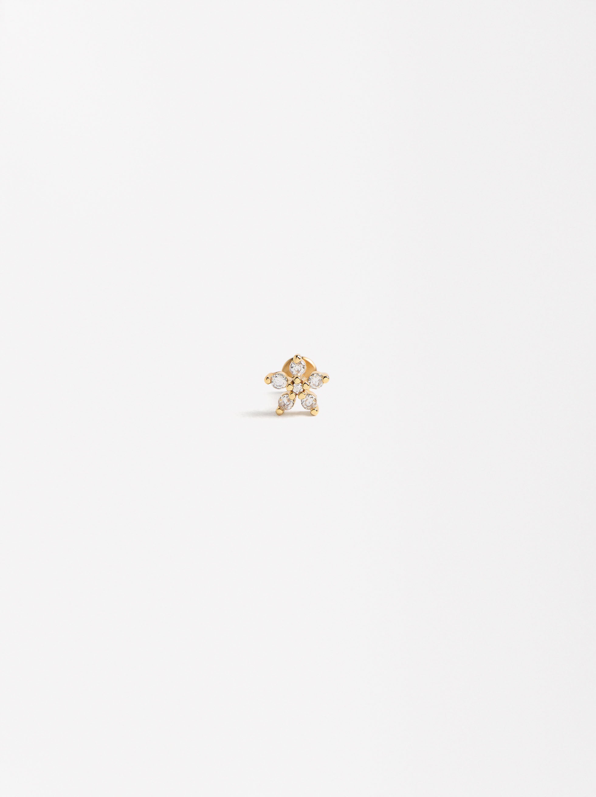 Piercing Flor Con Circonitas - Acero Inoxidable
