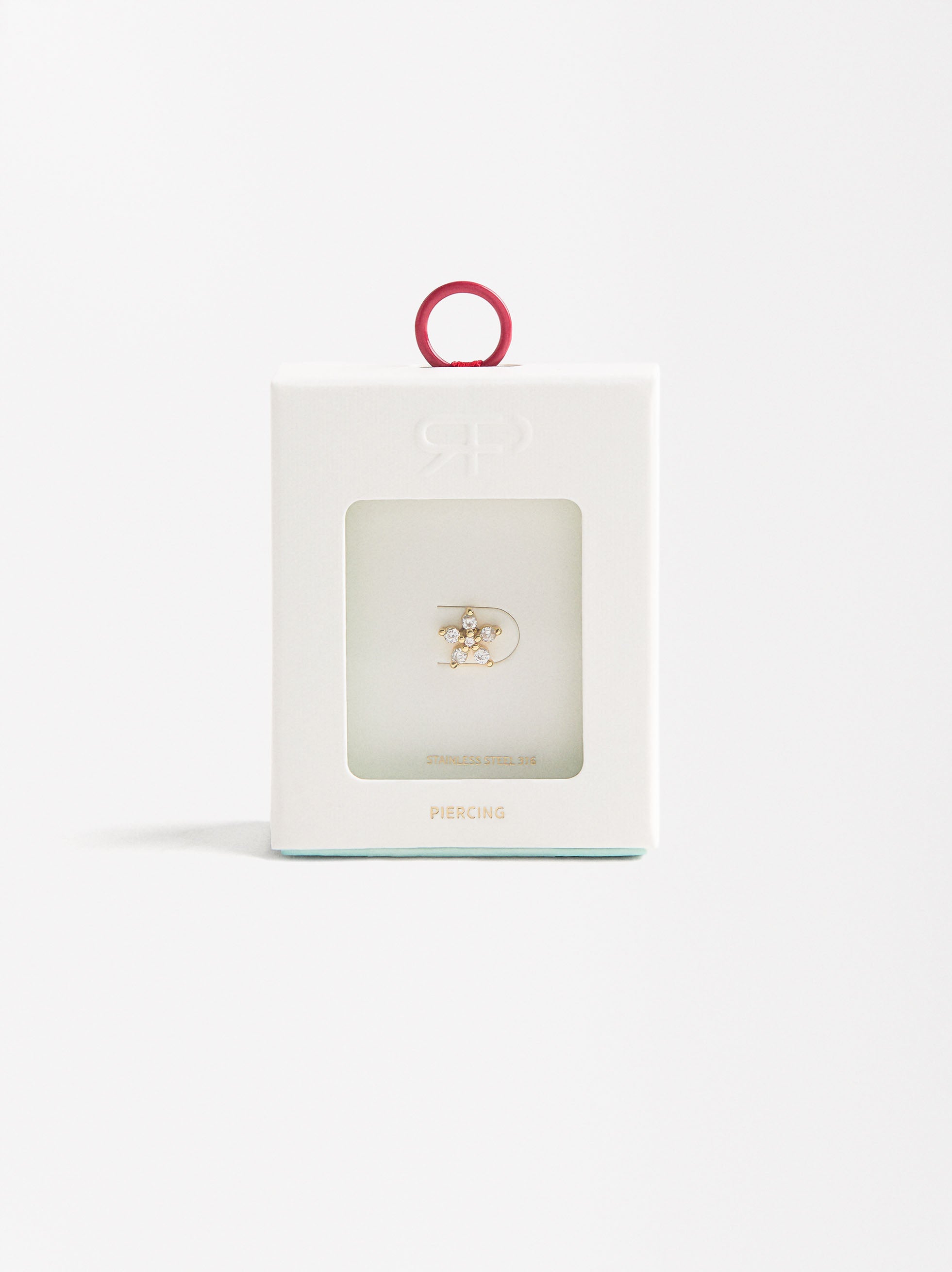 Piercing Flor Con Circonitas - Acero Inoxidable