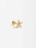 Piercing Flor Con Circonitas - Acero Inoxidable