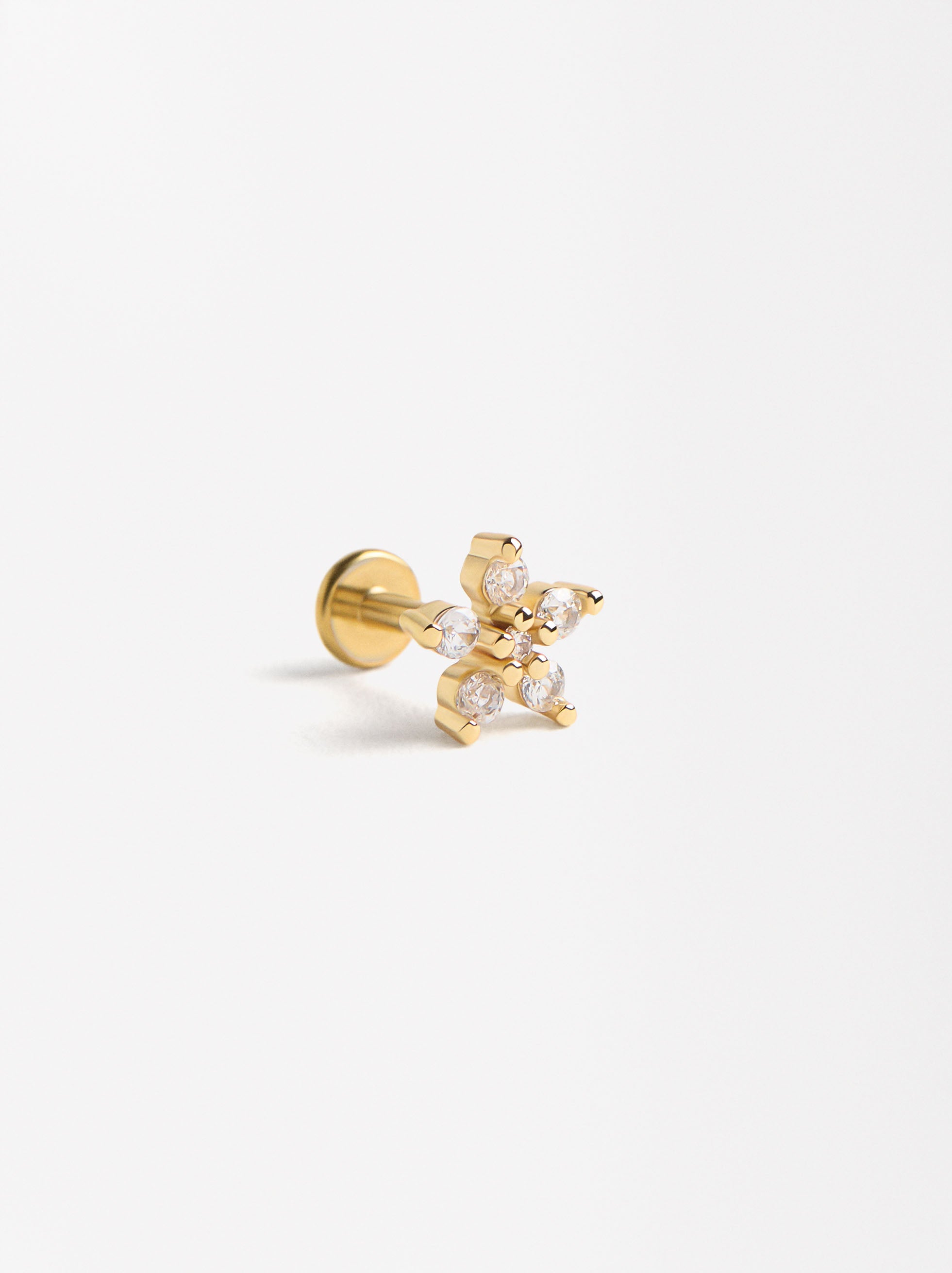 Piercing Flor Con Circonitas - Acero Inoxidable