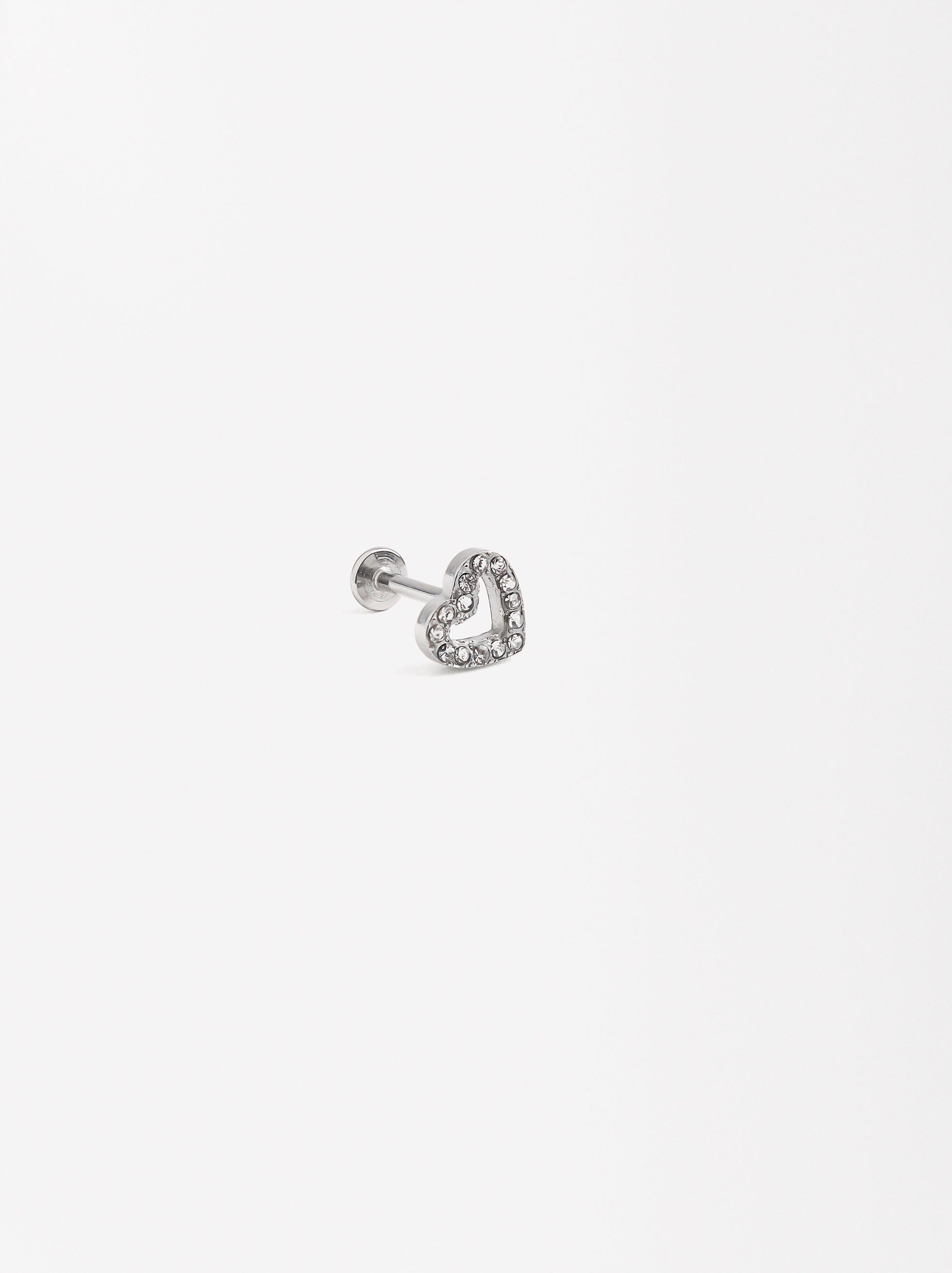 Piercing Corazón Con Circonitas - Acero Inoxidable