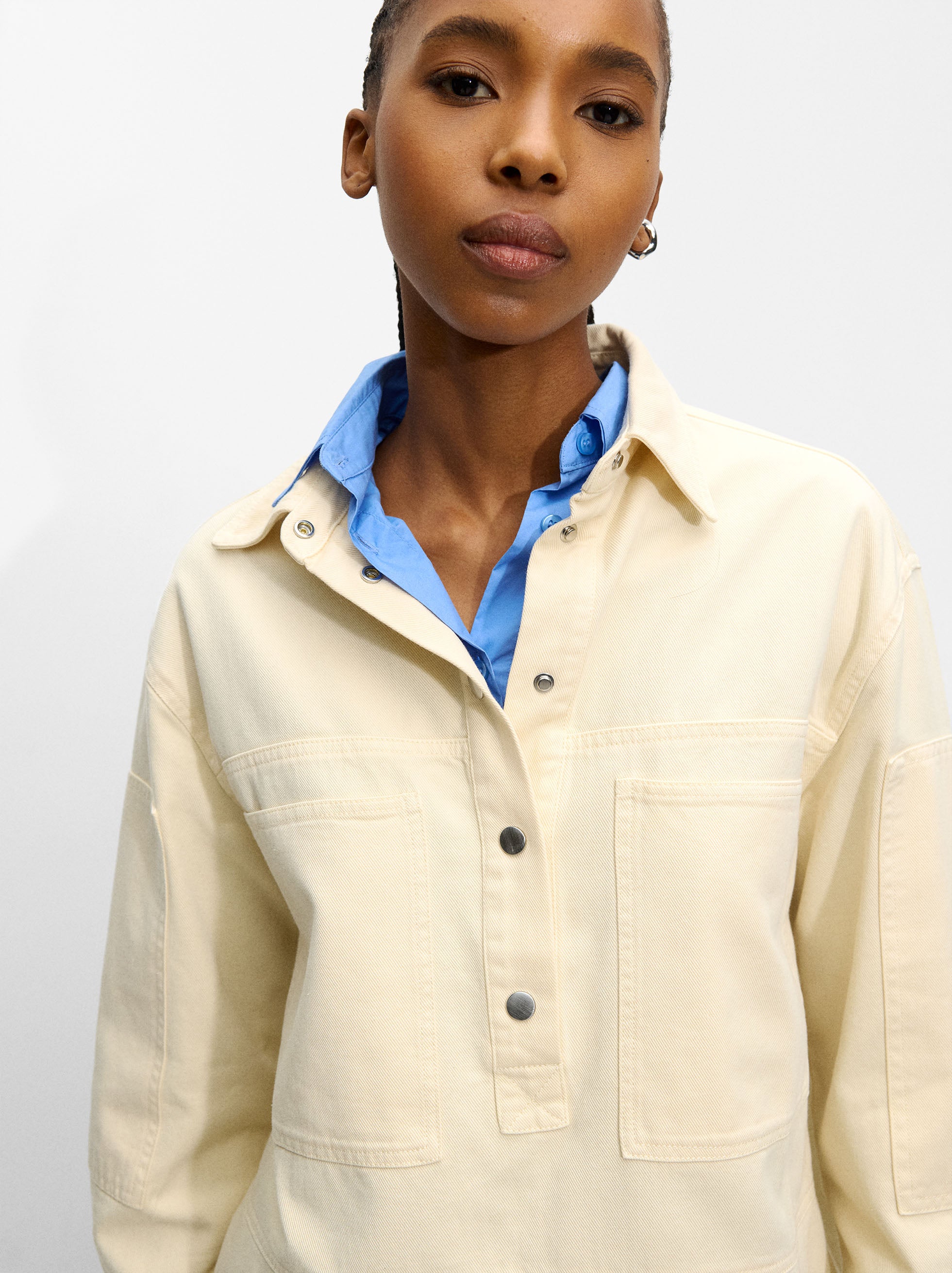 Camisa Denim De Manga Larga