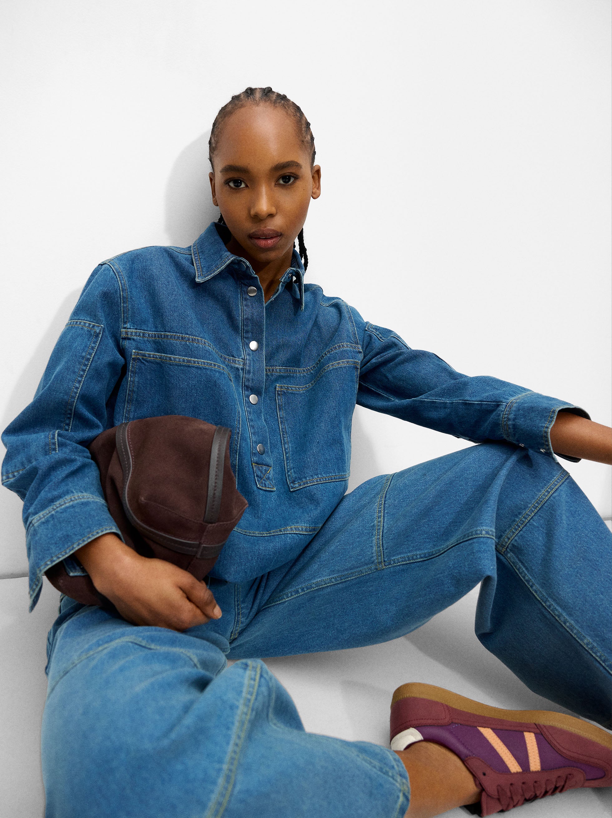 Camisa Denim De Manga Larga
