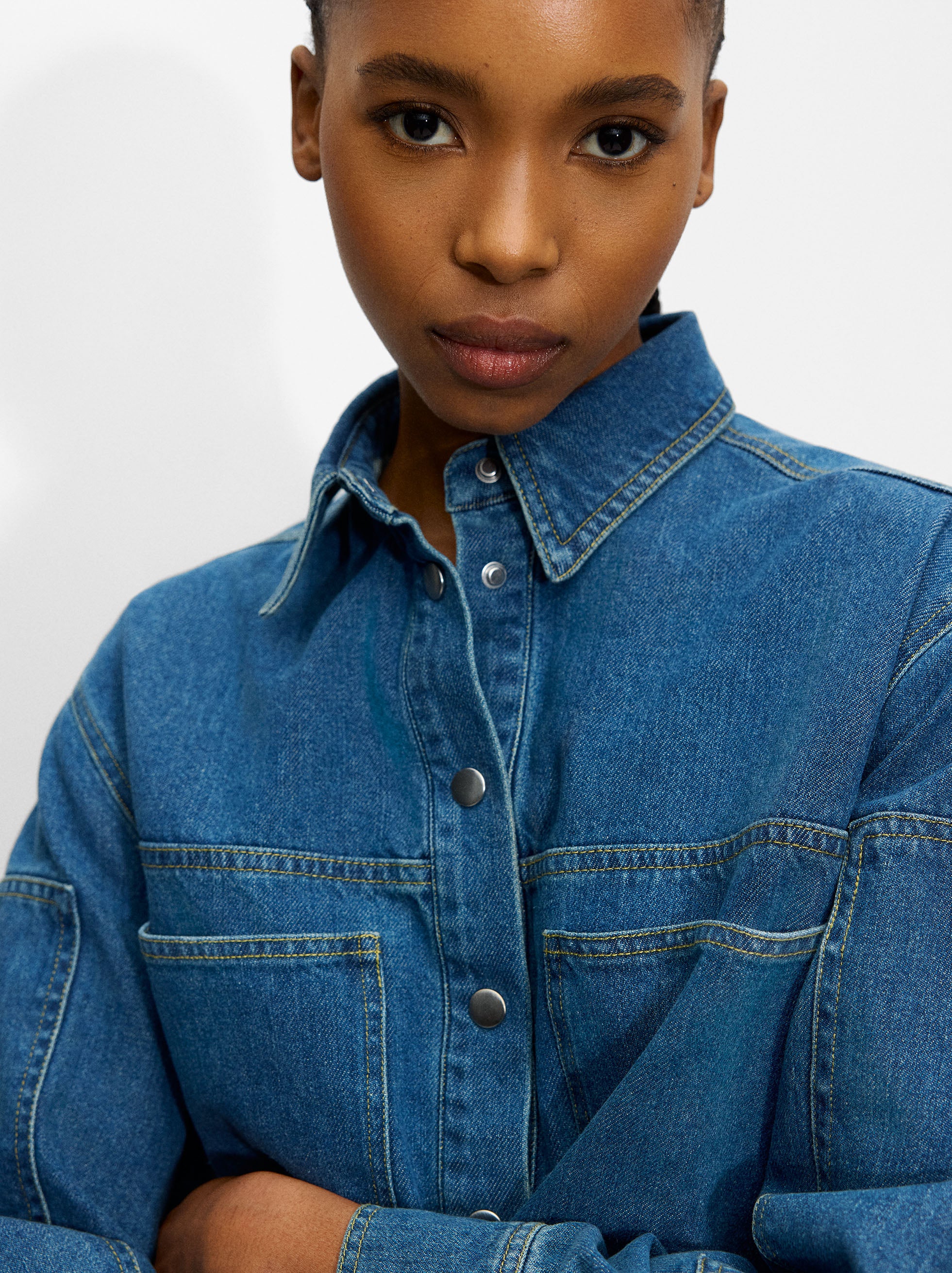 Camisa Denim De Manga Larga