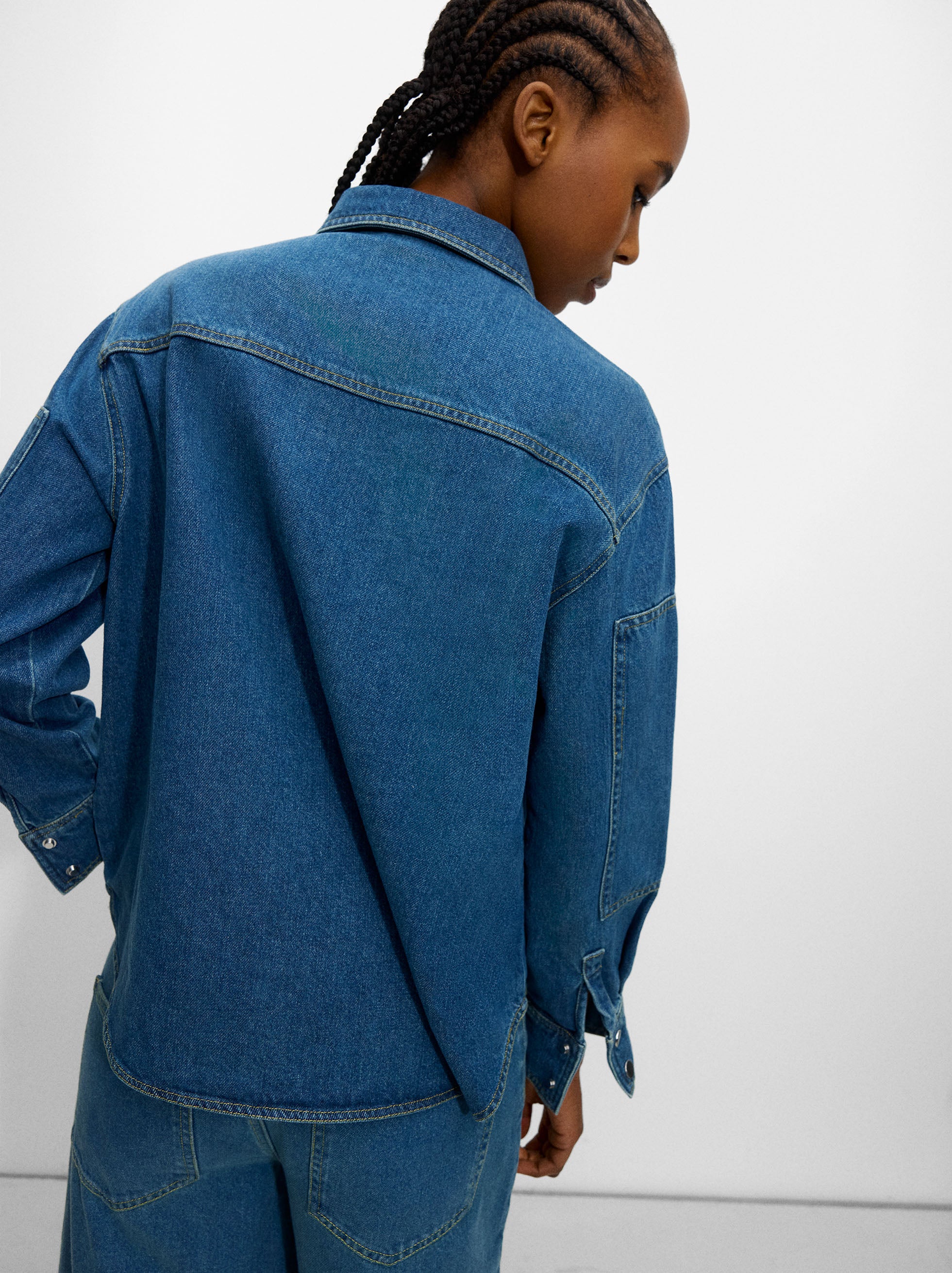 Camisa Denim De Manga Larga