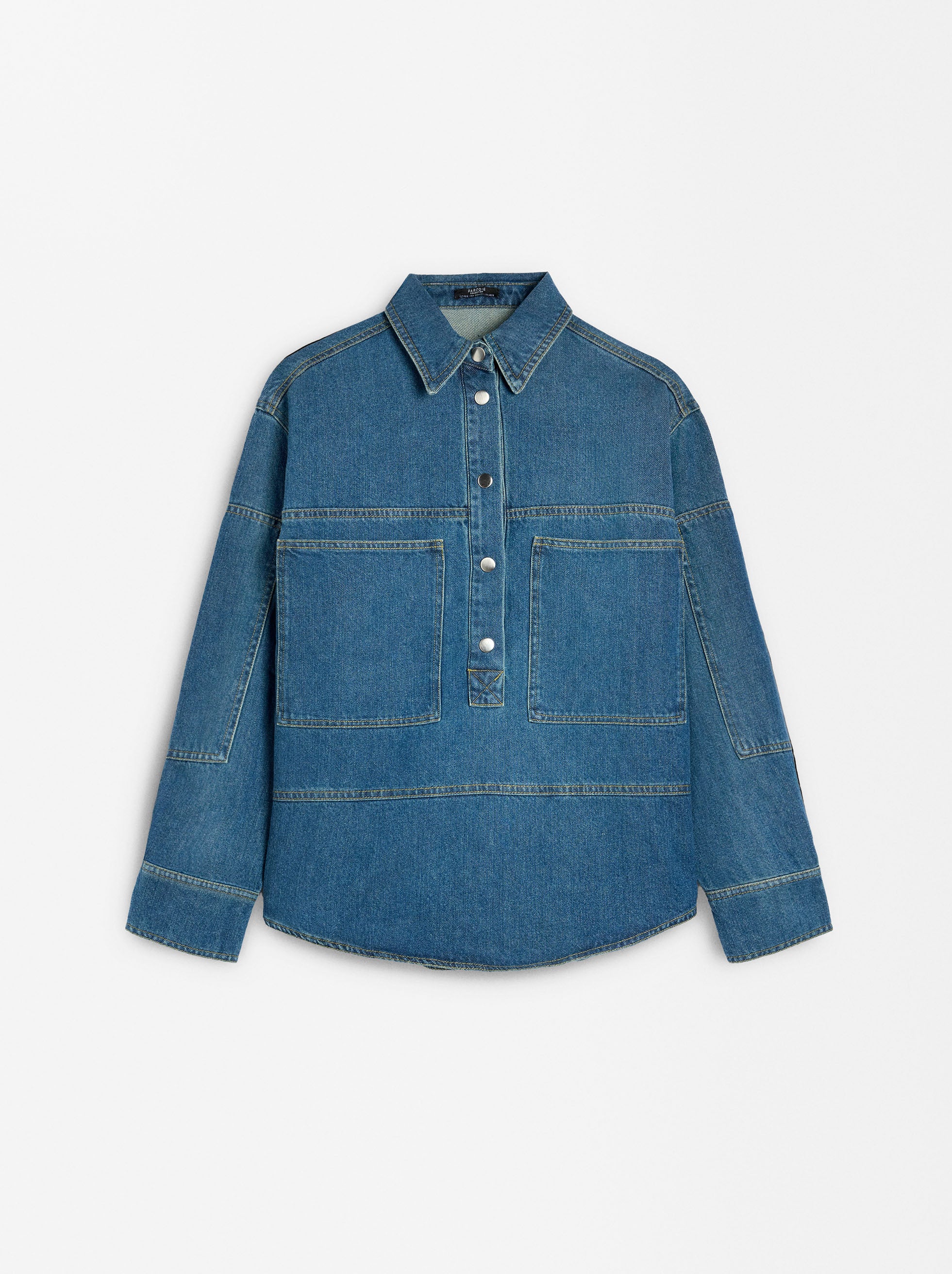 Camisa Denim De Manga Larga